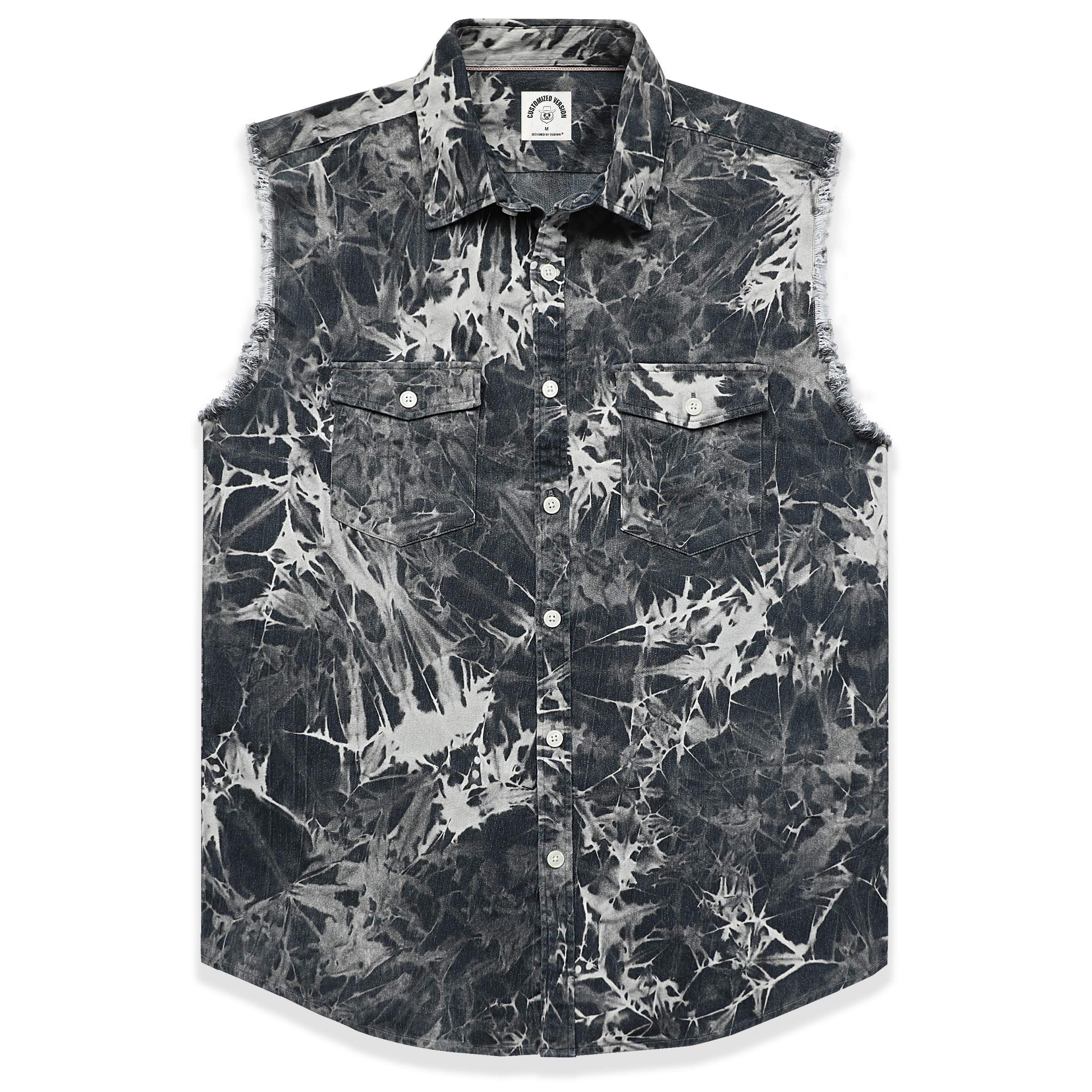 Dubinik® Men's Sleeveless Denim Shirt - Lightweight Button Down Cowboy Jean Vest for Western Style & Summer Outfits