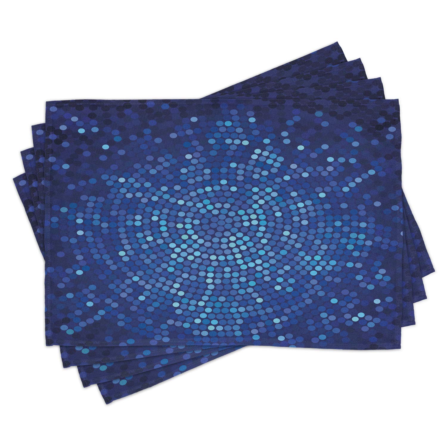 Ambesonne Abstract Spiral Fractal Mosaic Place Mats Set of 4 - Washable Fabric Dining Table Mats with Dots & Circle Disco Print in Navy & Violet Blue - Perfect for Kitchen Decor, Dinner Parties, and Stylish Home Entertaining