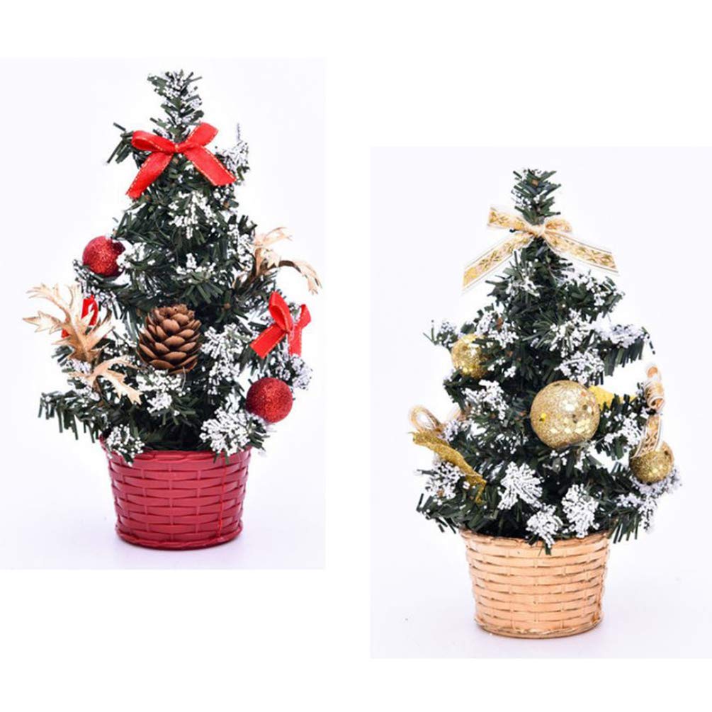 VOSAREA 2-Pack Mini Artificial Pine Christmas Trees - Xmas Table Decor, Wedding Centerpiece, Holiday Ornaments for Festive Home & Party Decorations | Perfect for Christmas Tablescapes, Wedding Receptions, and Seasonal Home Styling