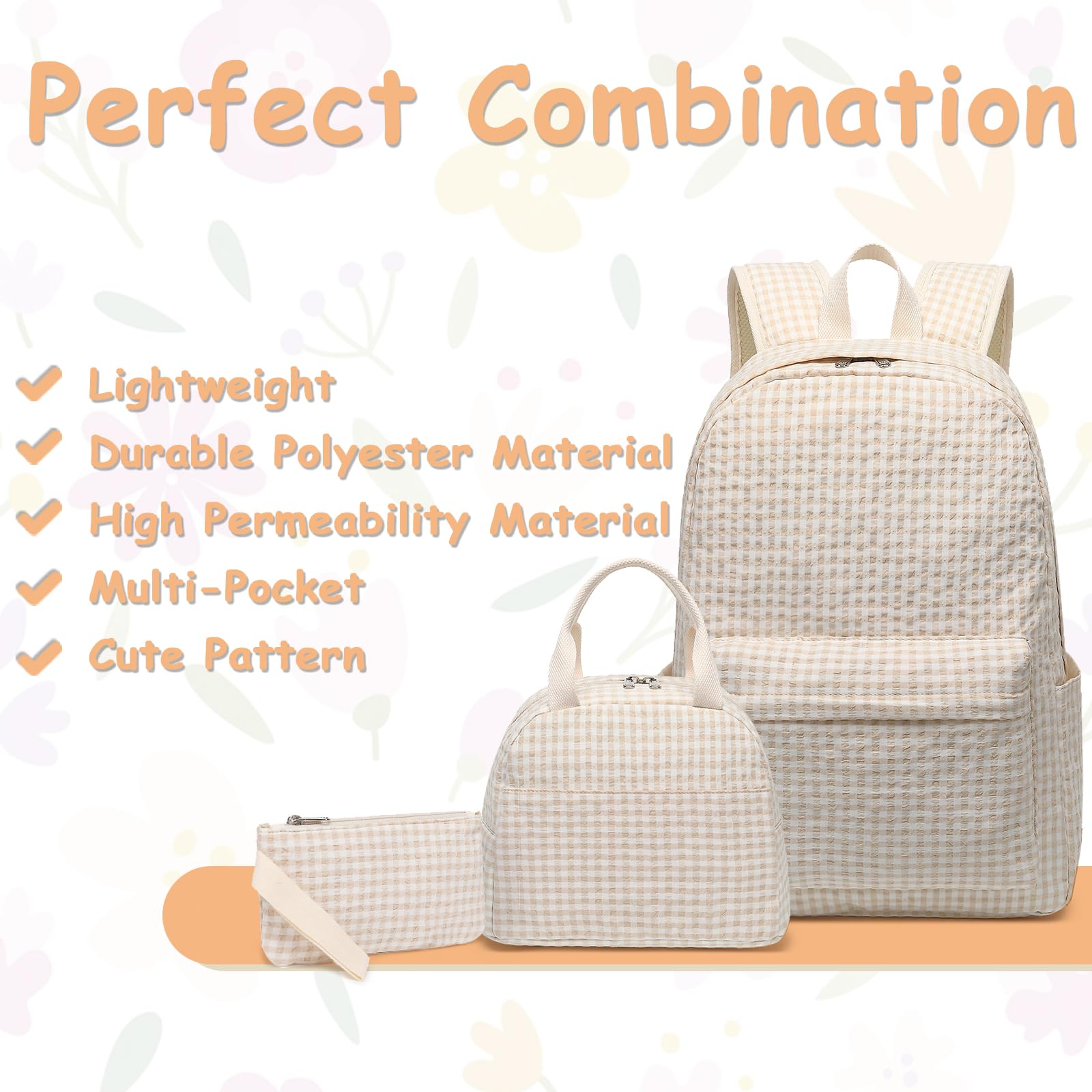 CAMTOP Girls Backpack with Lunch Box Set - Durable School Bookbag for Kids, Perfect for School, Travel & Daily Use