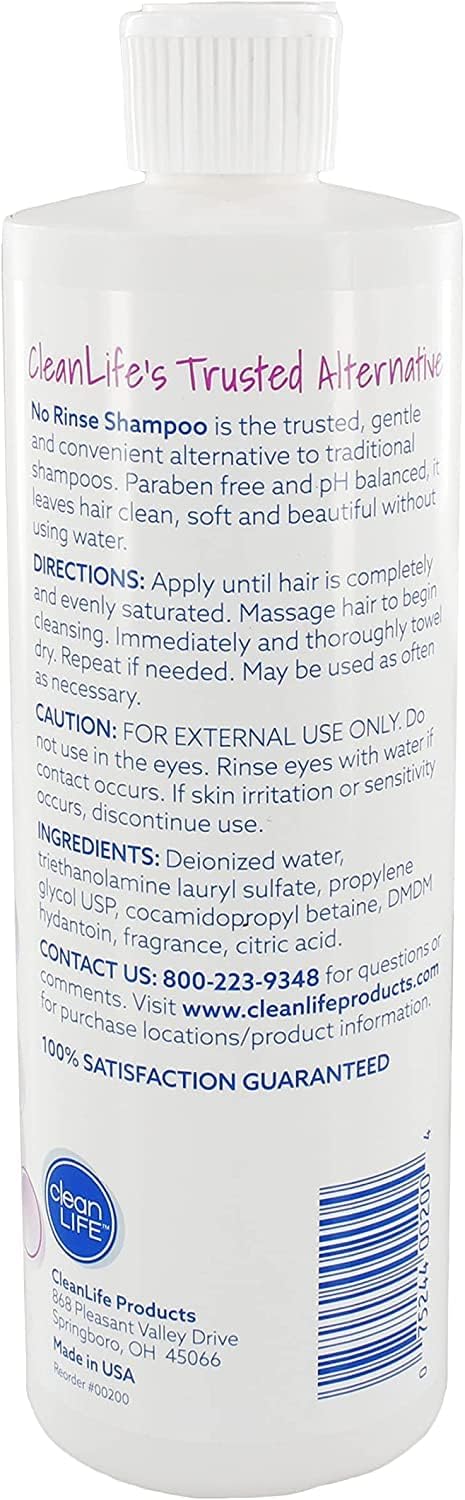 No-Rinse Shampoo for Adults & Seniors - 16 fl oz Waterless Hair Cleanser | Rinse-Free Formula Leaves Hair Fresh, Clean & Odor-Free | Pack of 3 | Perfect for Travel, Hospital, Bedridden & Post-Surgery Care