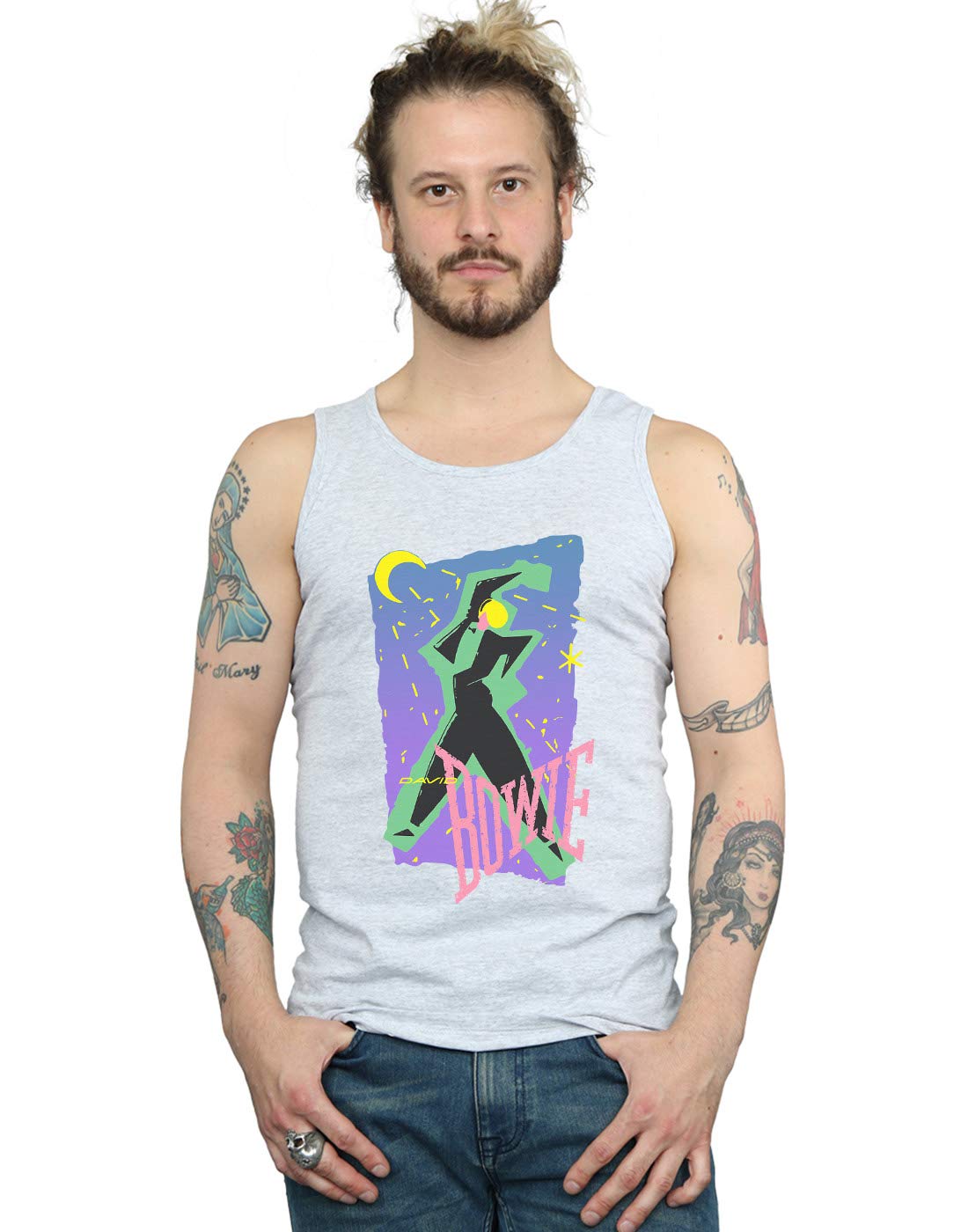 David Bowie Vintage Moonlight Dance Graphic Men's Tank Top - 70s Retro Rock Band Tee for Concerts, Parties & Casual Wear