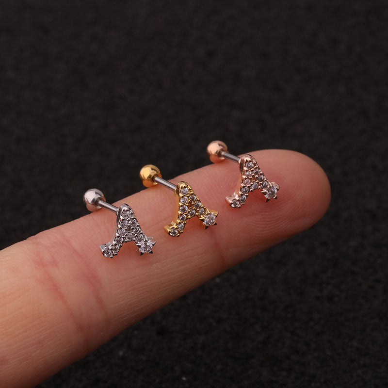 20G Letter Cartilage Stud Earrings - Initial Alphabet Earrings for Women | HSPJ207 | Perfect for Gifts, Birthdays & Everyday Fashion Accessories