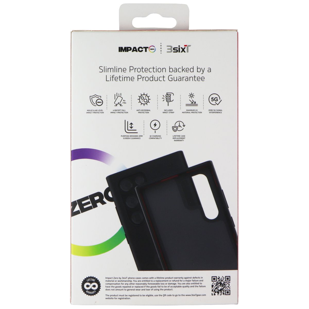 3SIXT Impact Zero Flexible Case for Samsung Galaxy S22 Ultra - Shockproof & Slim Protective Cover - Perfect for Outdoor, Travel & Daily Use - Black