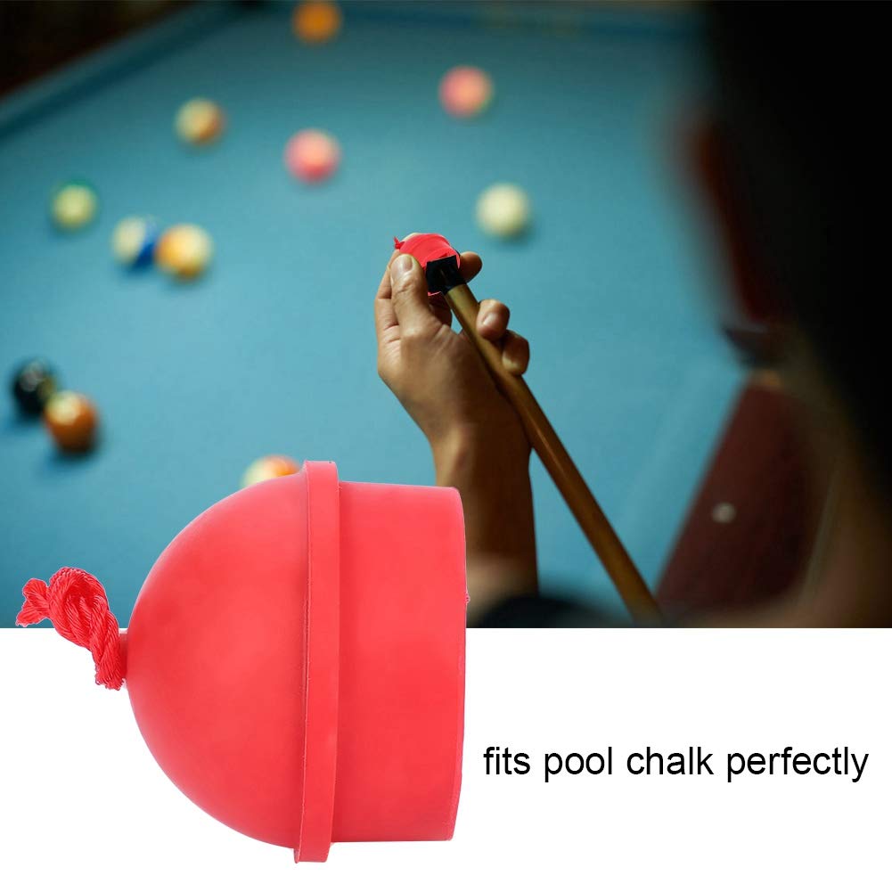 Premium Non-Slip Rubber Pool Cue Chalk Holder with Cord - 2 Pack Red Billiard Chalk Holders for Snooker, 8 Ball & 9 Ball Pool Games - Perfect for Home Game Rooms, Bars & Professional Tournaments