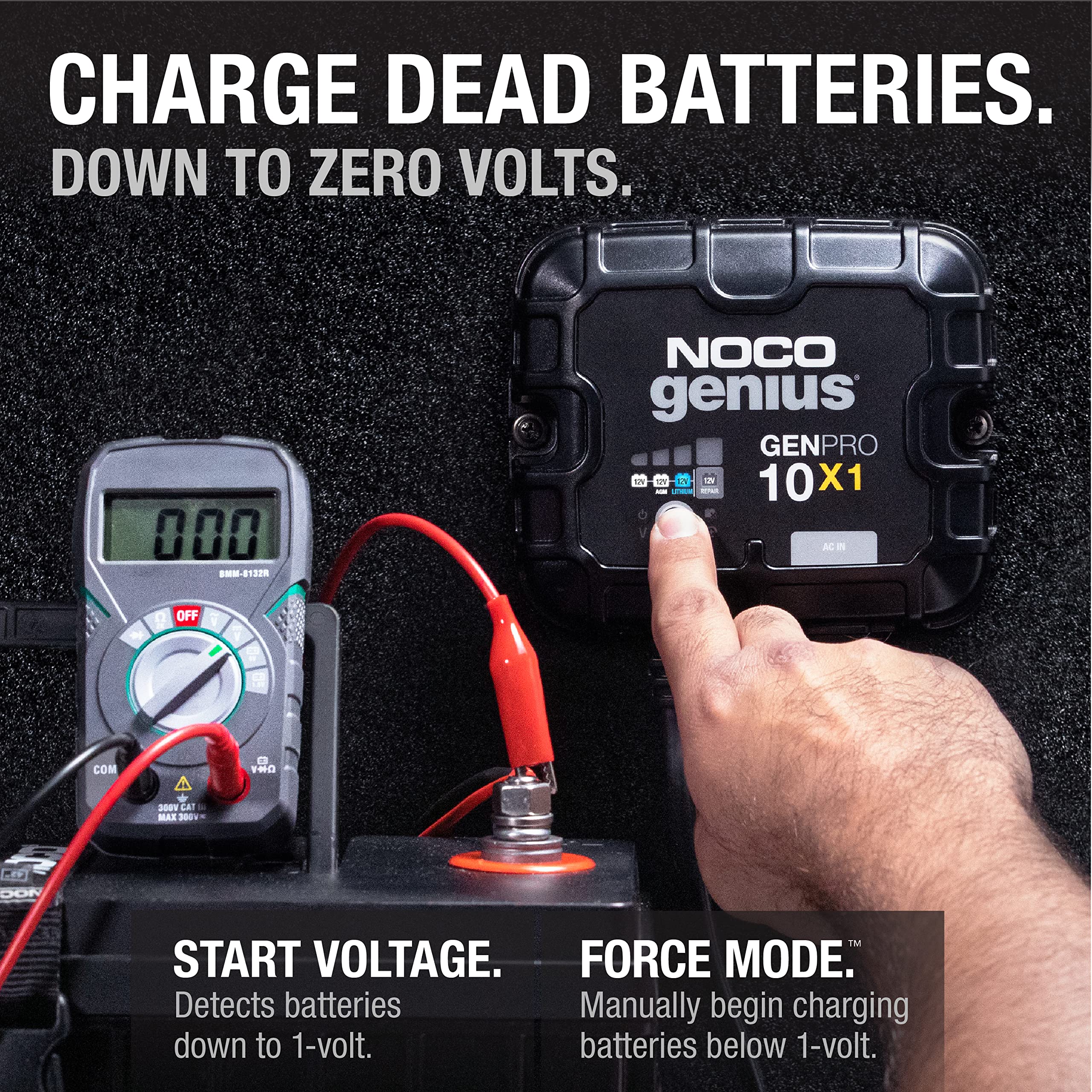 NOCO Genius GENPRO10X1 10A Smart Marine Battery Charger - 12V Waterproof Onboard Boat Charger, Battery Maintainer & Desulfator for AGM, Lithium (LiFePO4), Deep-Cycle Batteries - Perfect for Boats, RVs & Marine Applications