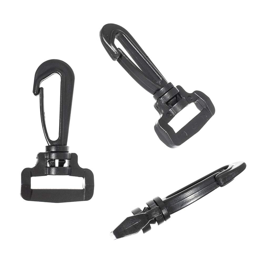 Paracord Planet Black Plastic Swivel Snap Hooks - 360 Degree Rotating Heavy Duty Carabiner Clips for Bags, Straps, Backpacks, Keychains & Outdoor Gear