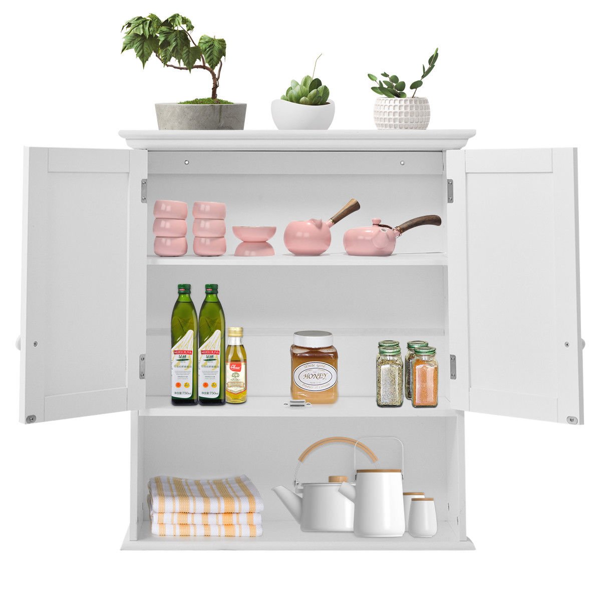 Wall Mount Bathroom Cabinet - Bathroom Storage Organizer with Mirror, Medicine Cabinet for Bathroom, Kitchen & Laundry Room Organization (Perfect for Small Spaces & Apartment Living)