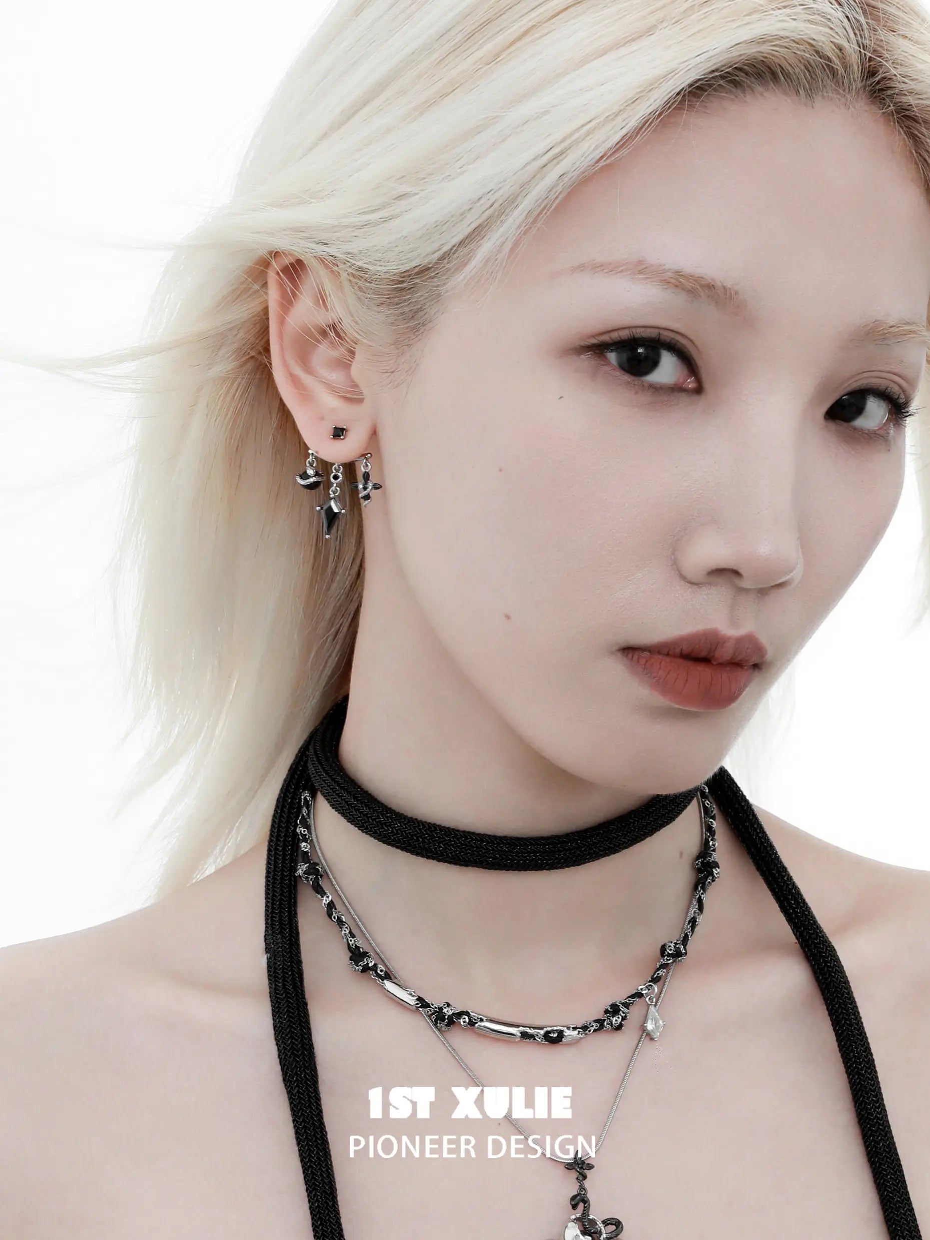 18k Platinum Plated Snake Bite White & Black Serpent Stud Earrings for Women - Gothic Punk Jewelry for Parties, Concerts and Night Out