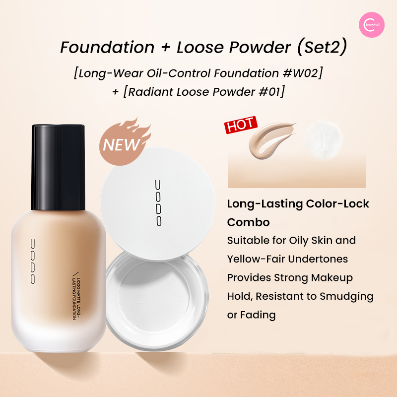 UODO Sheer Matte Setting Powder - Translucent Loose Powder for Oil Control & Shine-Free Finish | Perfect for Makeup Setting & All-Day Wear | Ideal for Oily Skin & Hot Weather