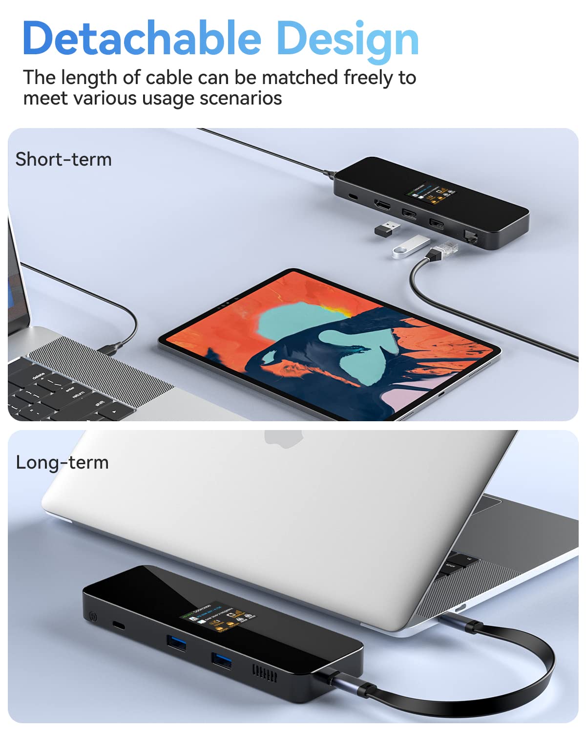 DOCKCASE 8-in-1 Smart USB C Hub with Cooling Fan - 4K@60Hz HDMI, 100W PD 3.0, Gigabit Ethernet, 3 USB 3.2 Ports, 2 USB 2.0 Ports - Compatible with MacBook Pro/Air & M1 iPad Pro - Perfect for Work, Gaming & Home Office Setup