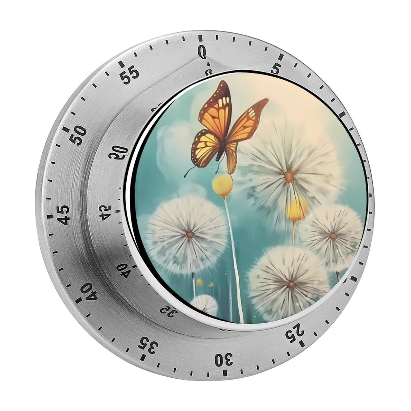 60 Minute Mechanical Timer for Kids & Adults - Dandelion Butterfly Design Kitchen Timer for Time Management, Learning, Cooking & Workouts | Perfect for Classrooms, Home & Office Use