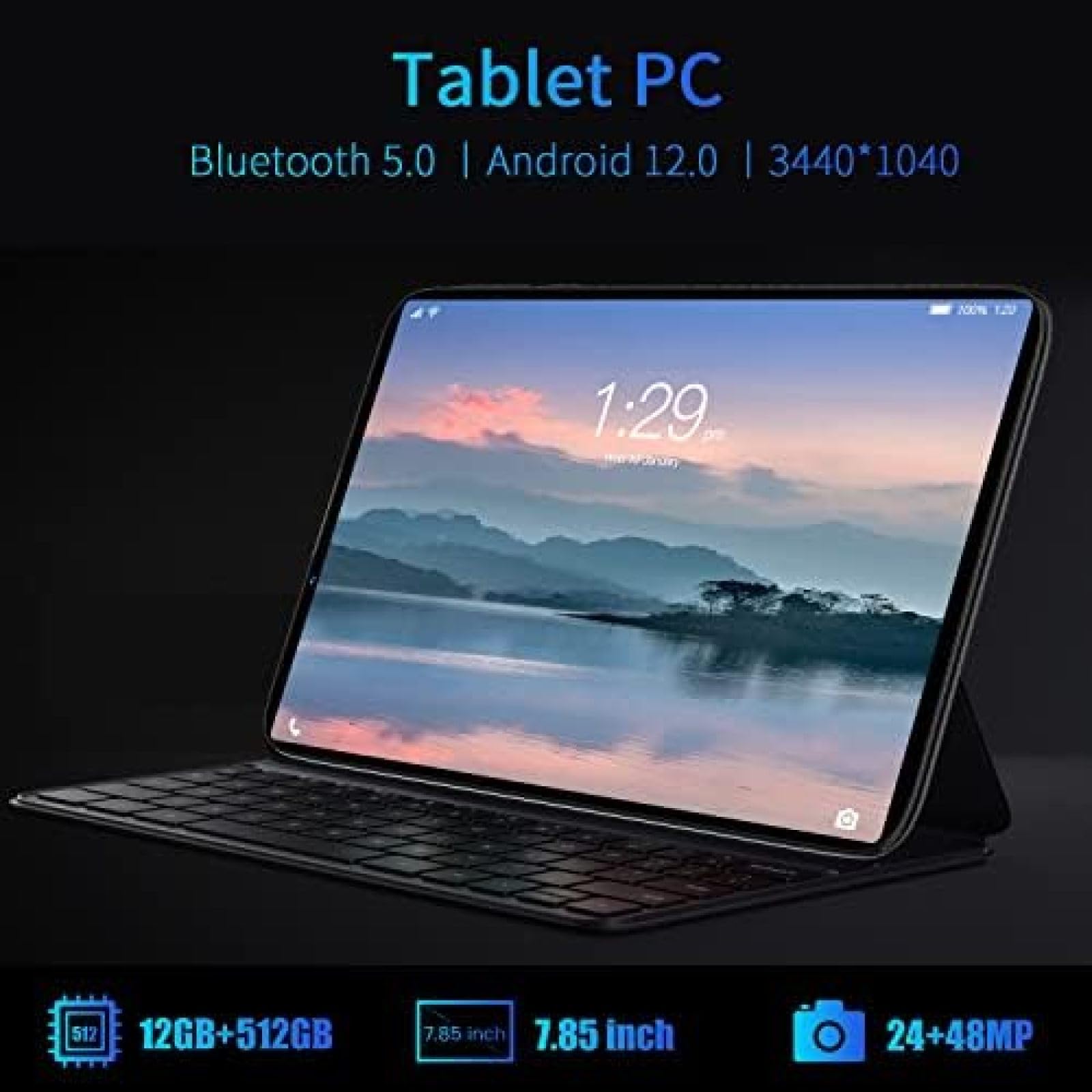 HaoAMZ 7.85 Inch Android Tablet - Octa-Core Processor, 12GB RAM 512GB Storage, Android 10.0 OS, 1280x800 IPS Full HD Touch Screen, WiFi - Purple | Perfect for Online Learning, Streaming & Portable Work