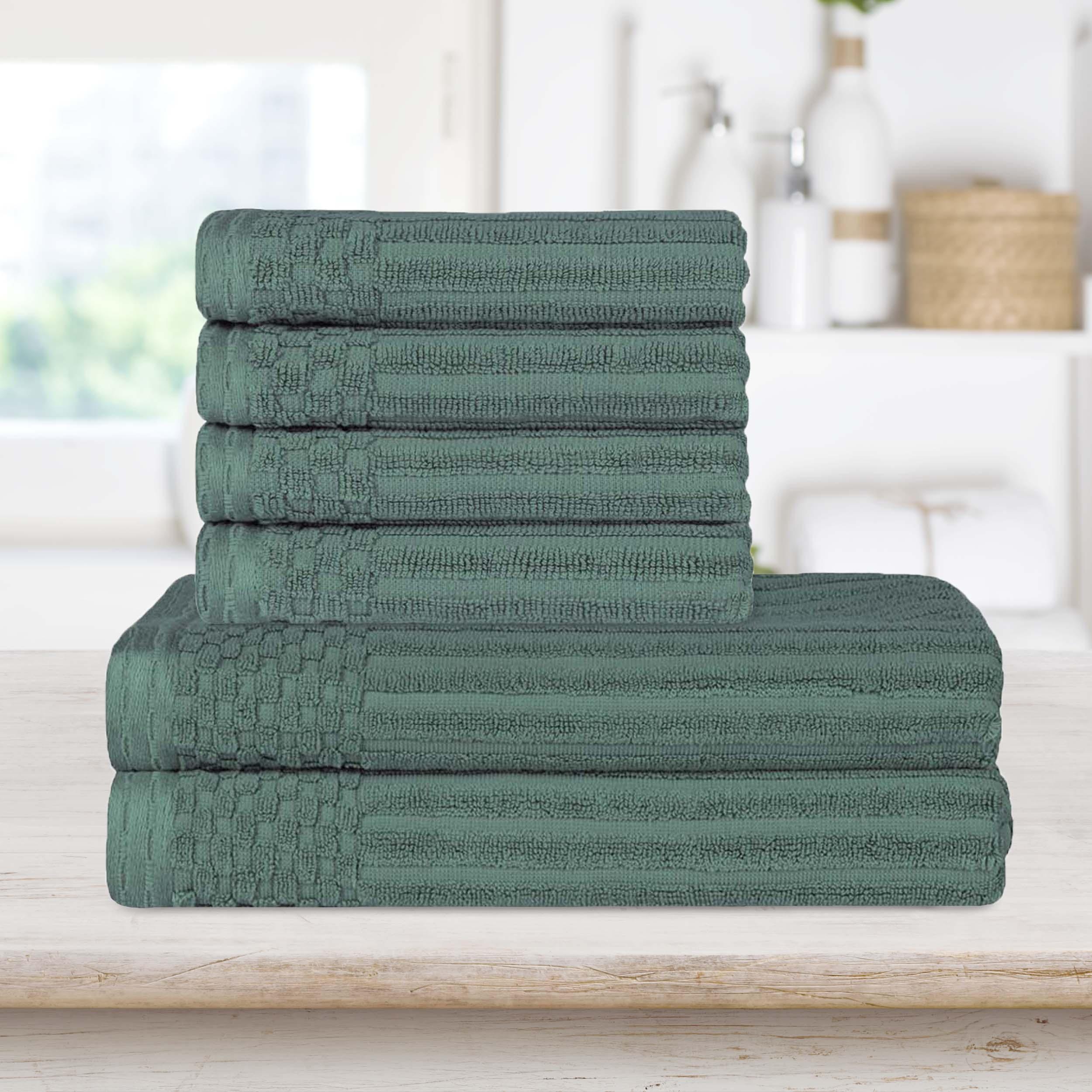 Premium Soho Ribbed Textured Cotton Bath Towel Set - Ultra Absorbent, Quick-Drying Hand & Bath Towels for Spa, Gym, and Luxury Home Use