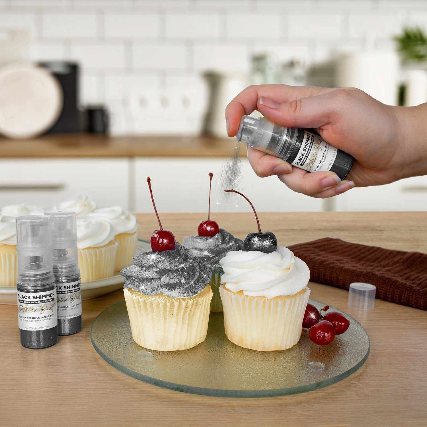 Black Shimmer Edible Glitter Spray 4g Pump | Tinker Dust® - Perfect for Cake Decorating, Cupcake Toppings & DIY Edible Crafts