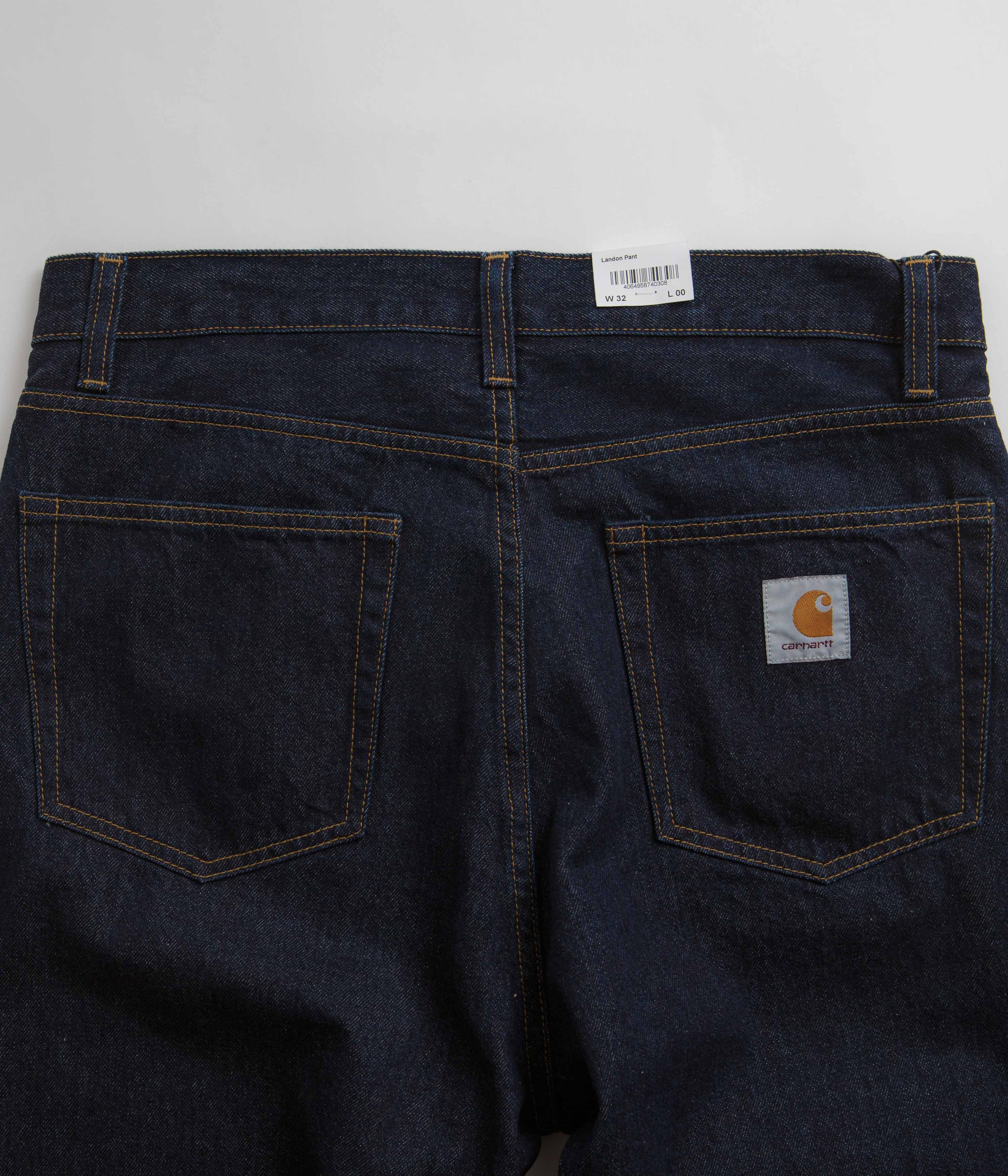 Carhartt Landon Pants for Men - Durable Work Pants in Blue Rinsed Denim - Perfect for Construction, Outdoor Work & Casual Wear