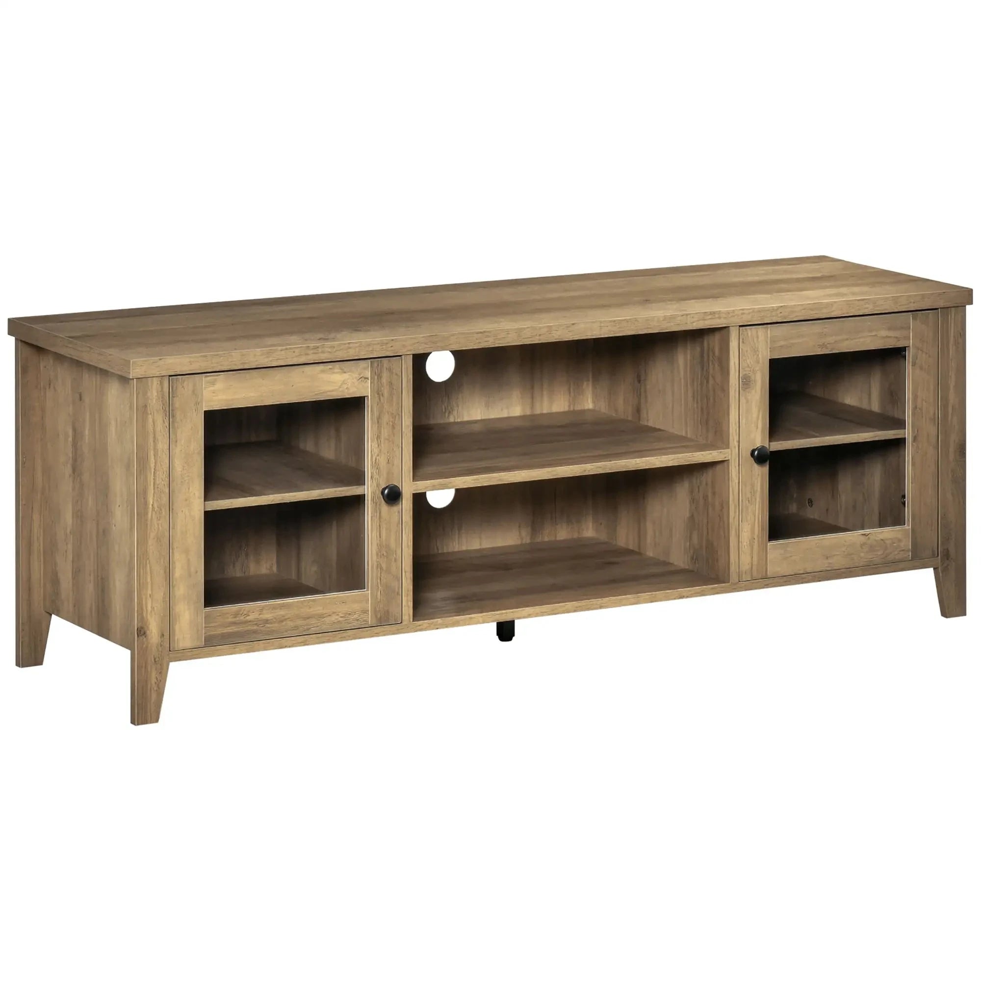 Modern TV Stand for Up to 60 Inch TVs - Sturdy Wooden Entertainment Center with Storage Shelf (Black/White/Walnut) - Perfect for Living Room, Bedroom & Home Theater Setup