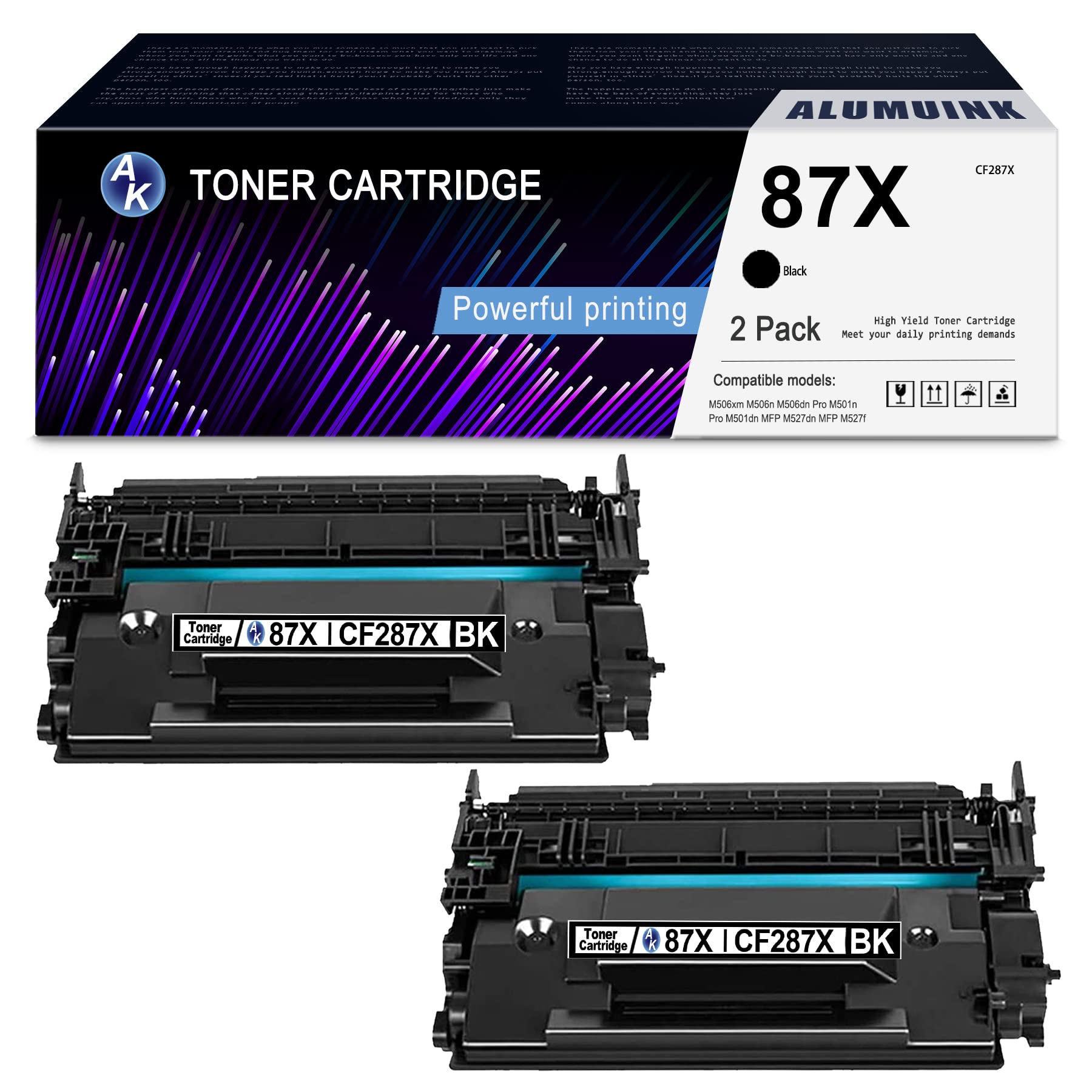 ALUMUINK High Yield Compatible Toner Cartridge 2PK - Replacement for HP Pro M501dn/M527dn/M527f/M527z/M506xm/M506n/M506dn (Black, 18,500 Pages) | Perfect for Office Printing & High Volume Document Production