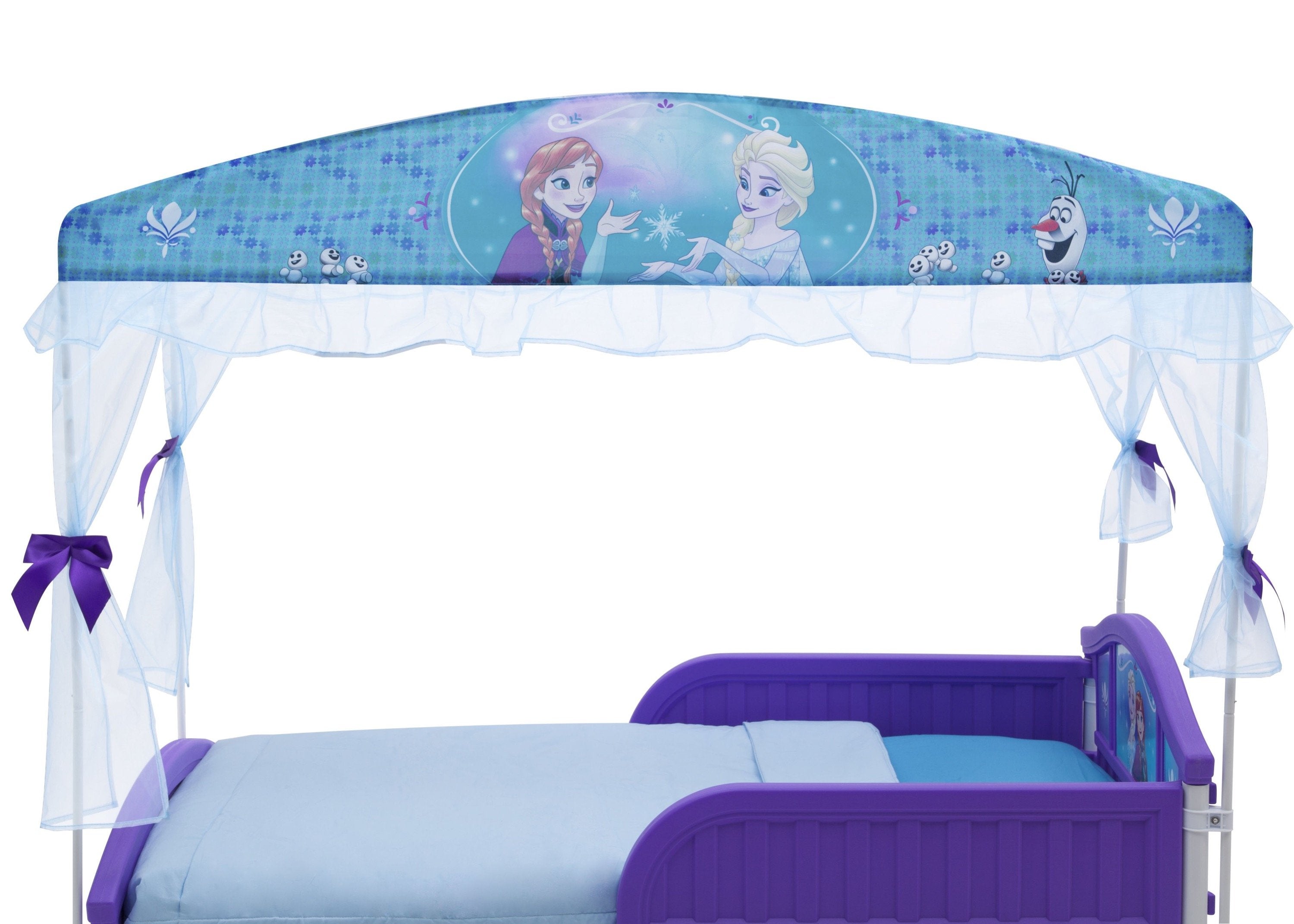 Frozen Themed Toddler Canopy Bed for Girls - Disney Princess Inspired Kids Bed with Mosquito Net - Perfect for Nursery, Bedroom Decor & Birthday Gifts