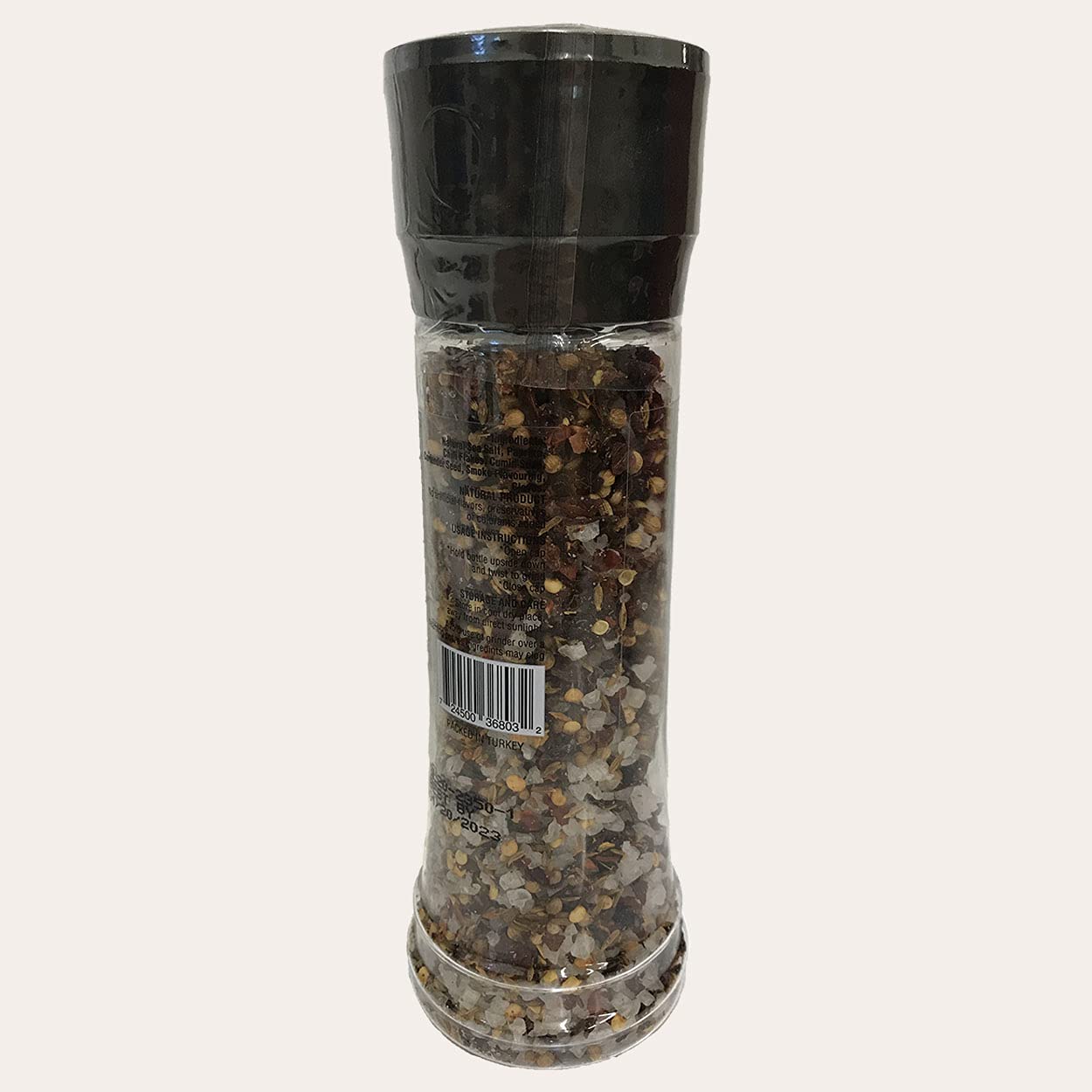 Premium Natural Sea Salt with Grinder - Smoked Chili Flavor | Gourmet Finishing Salt for Steaks, Seafood & Vegetables | Iodine-Free, Non-GMO, Gluten-Free | Perfect for Home Cooking & BBQ Seasoning