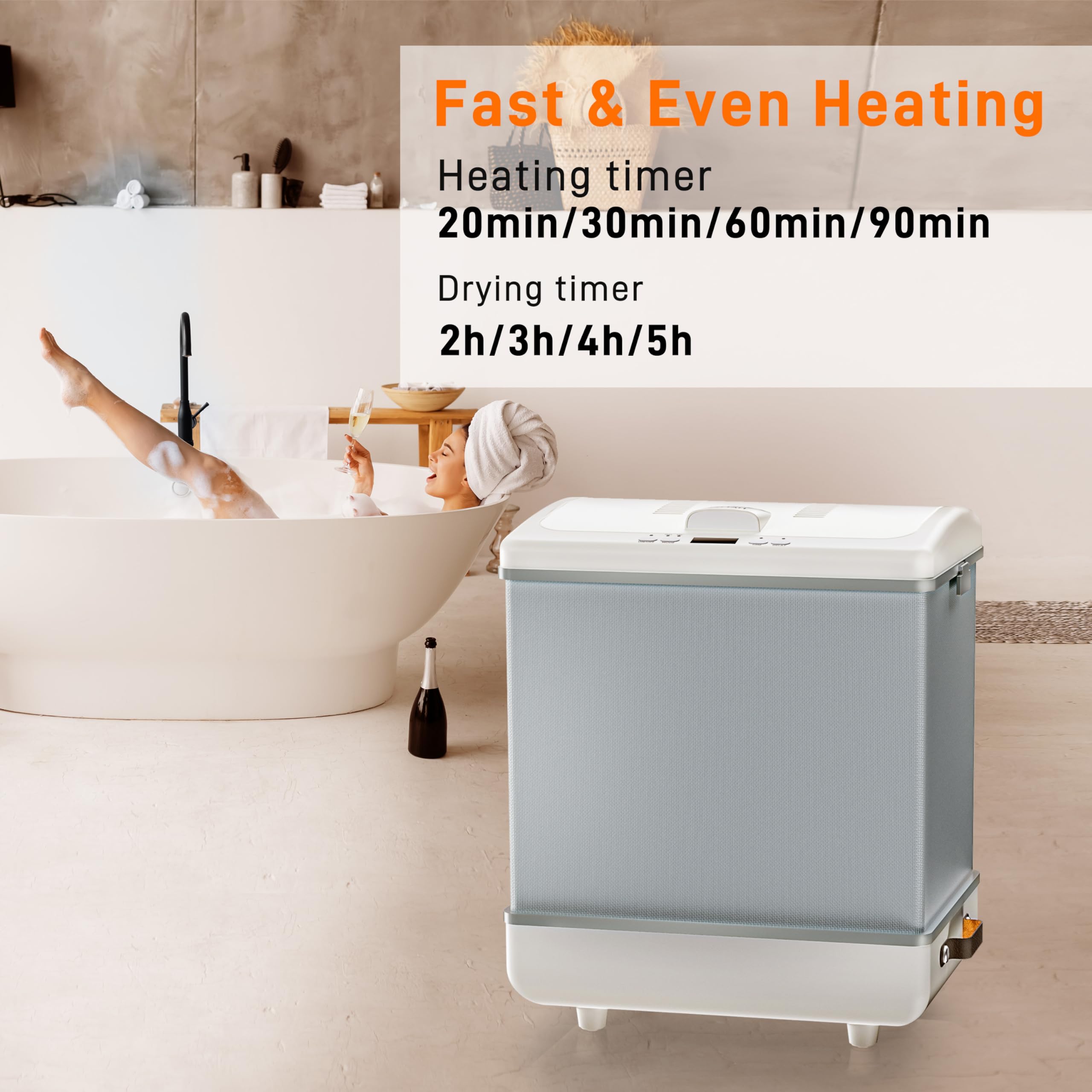 Premium 35L Electric Towel Warmer & Heated Bucket for Bathroom - Large Capacity Warmer for Towels, Blankets, Robes & Baby Clothes - Portable Home & Travel Dryer for Hotels, Spas, Gyms & Outdoor Use - Ideal for Families, Kids & Luxury Bath Experience