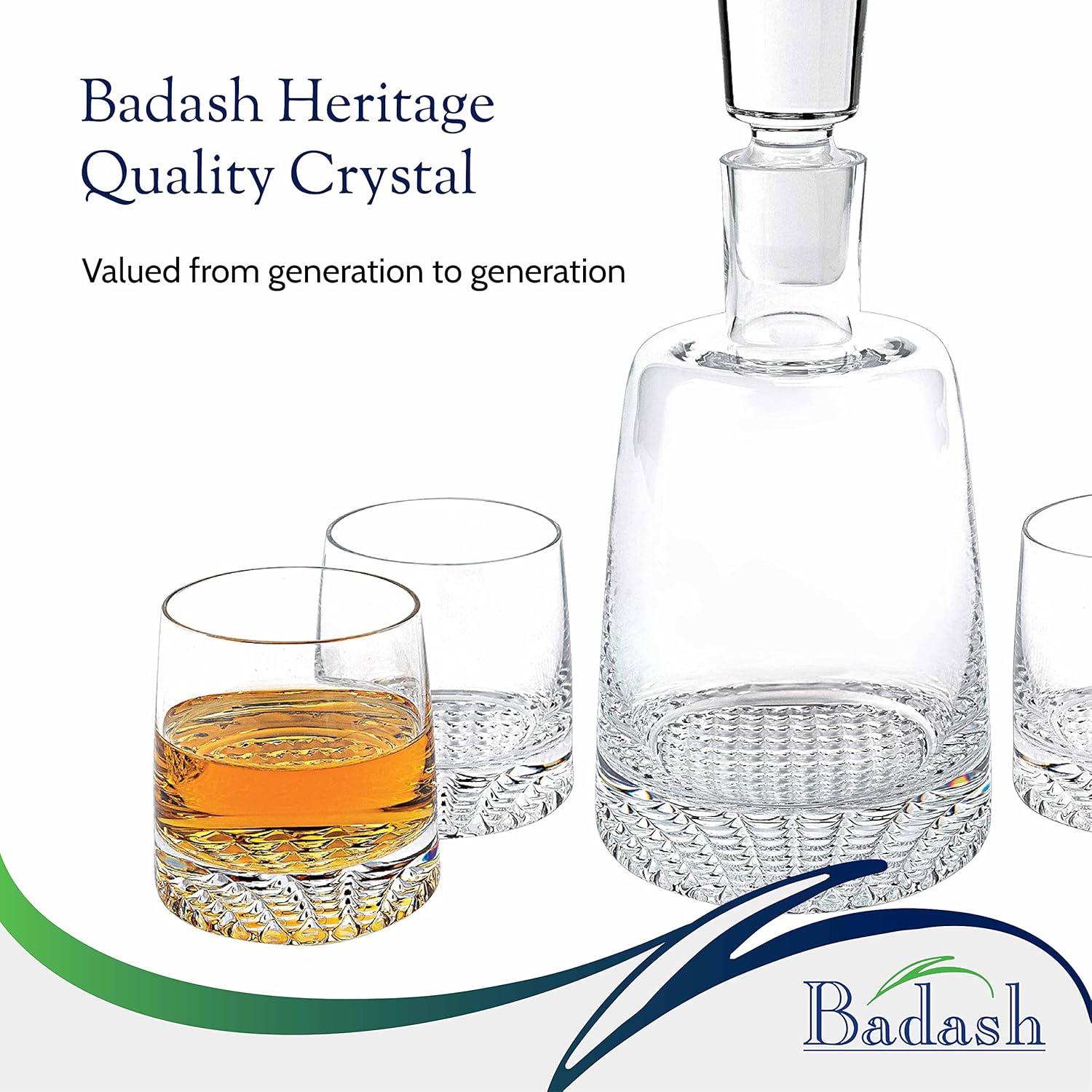 Premium Crystal Whiskey Decanter Set with 4 Lead-Free Glasses - 5-Piece Luxury Bourbon & Scotch Decanter Gift Set for Home Bar, Dinner Parties & Special Occasions