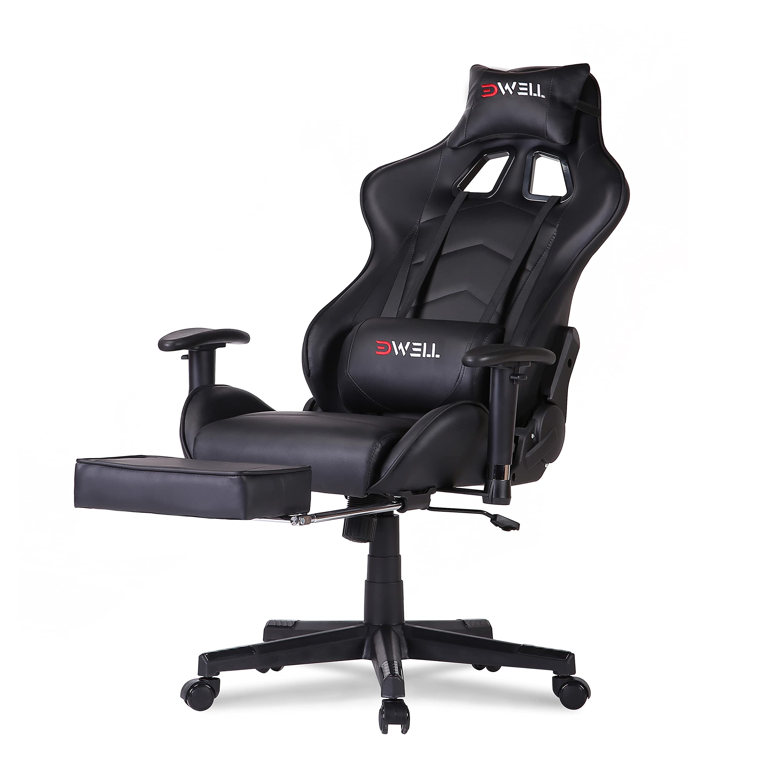 Ergonomic Gaming Chair with Footrest - Adjustable Computer Office Chair for PC Gaming, Work & Massage - High Back Racing Style Comfort for Long Hours (Black) - Perfect for Home Office, Gaming Setup & Esports Tournaments