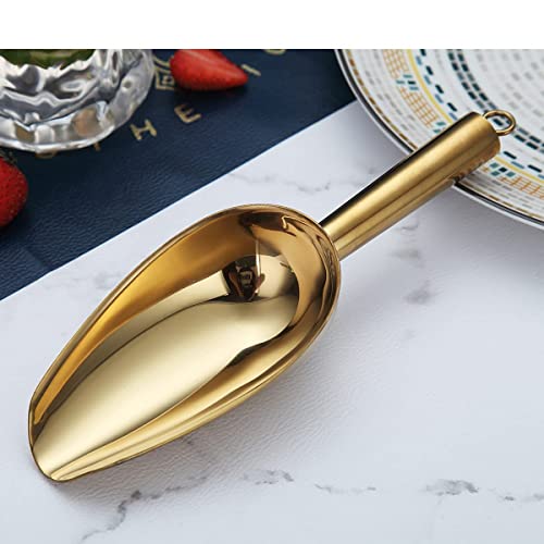 Berglander 6 OZ Stainless Steel Gold Ice Scoop with Titanium Plating - Premium Metal Ice Scooper for Ice Maker, Kitchen, Bar, Party | Multipurpose for Candy, Wedding, Pet Food & Beach | Durable & Stylish for Home & Commercial Use