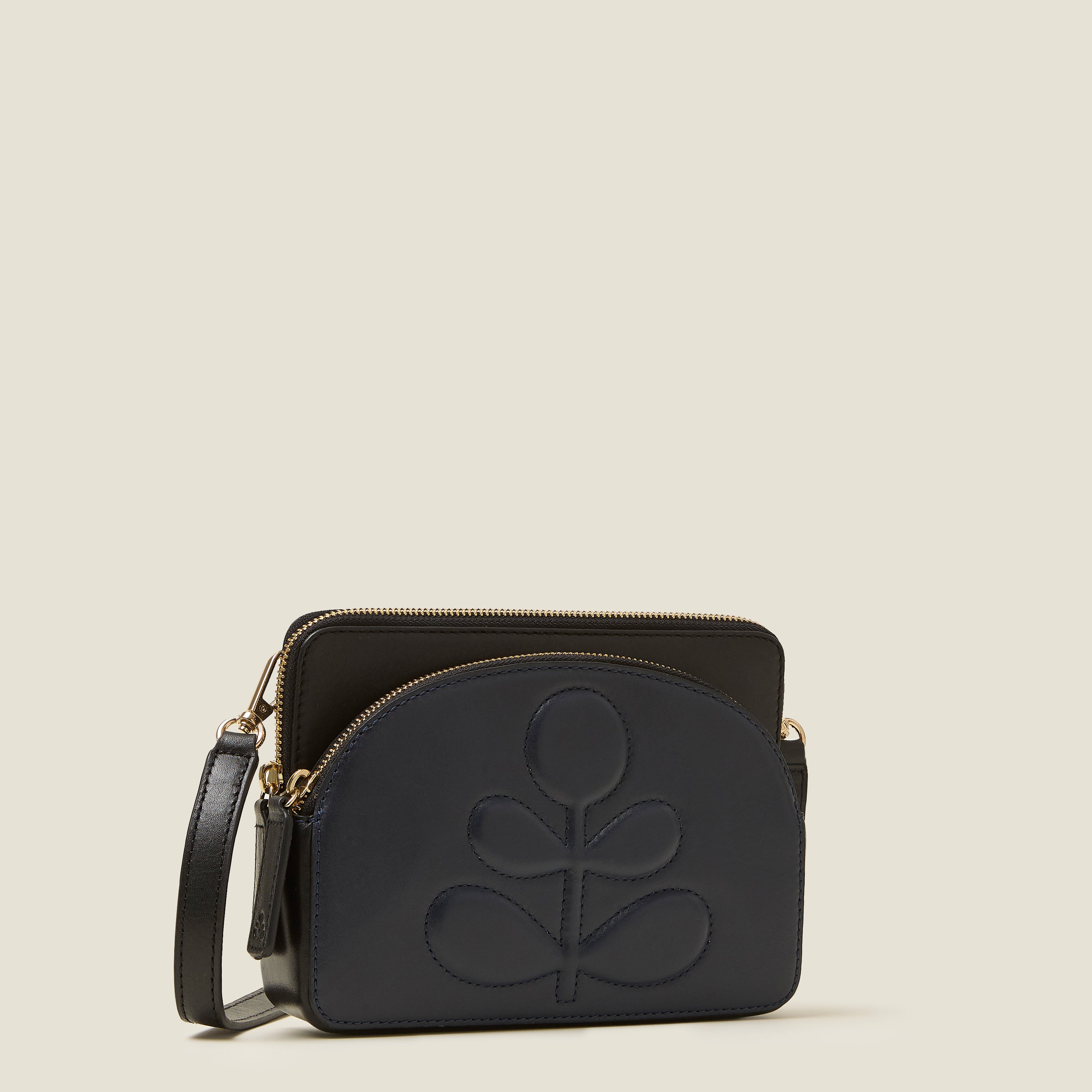 Portia East Crossbody Bag for Women - Embossed Stem Navy Leather Purse - Perfect for Work, Travel & Everyday Use