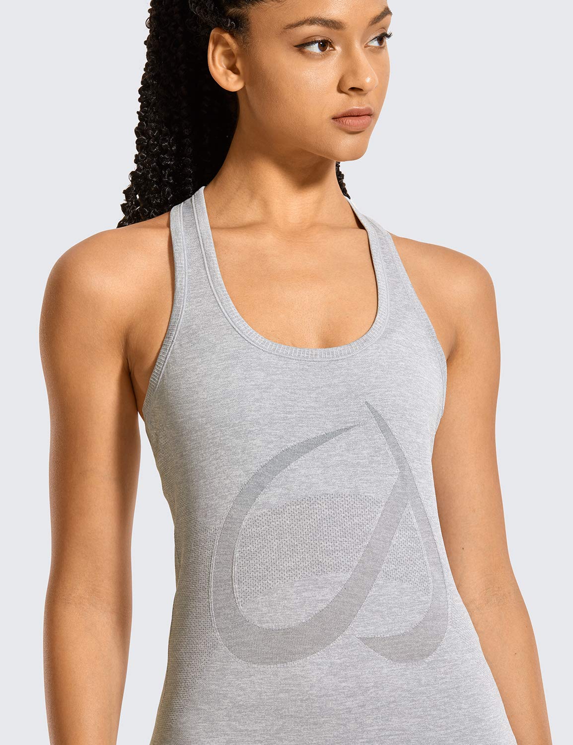 CRZ YOGA Women's Seamless Workout Tank Top - Racerback Athletic Running Yoga Gym Shirt - Long Length for Women's Fitness, Yoga & Active Lifestyle
