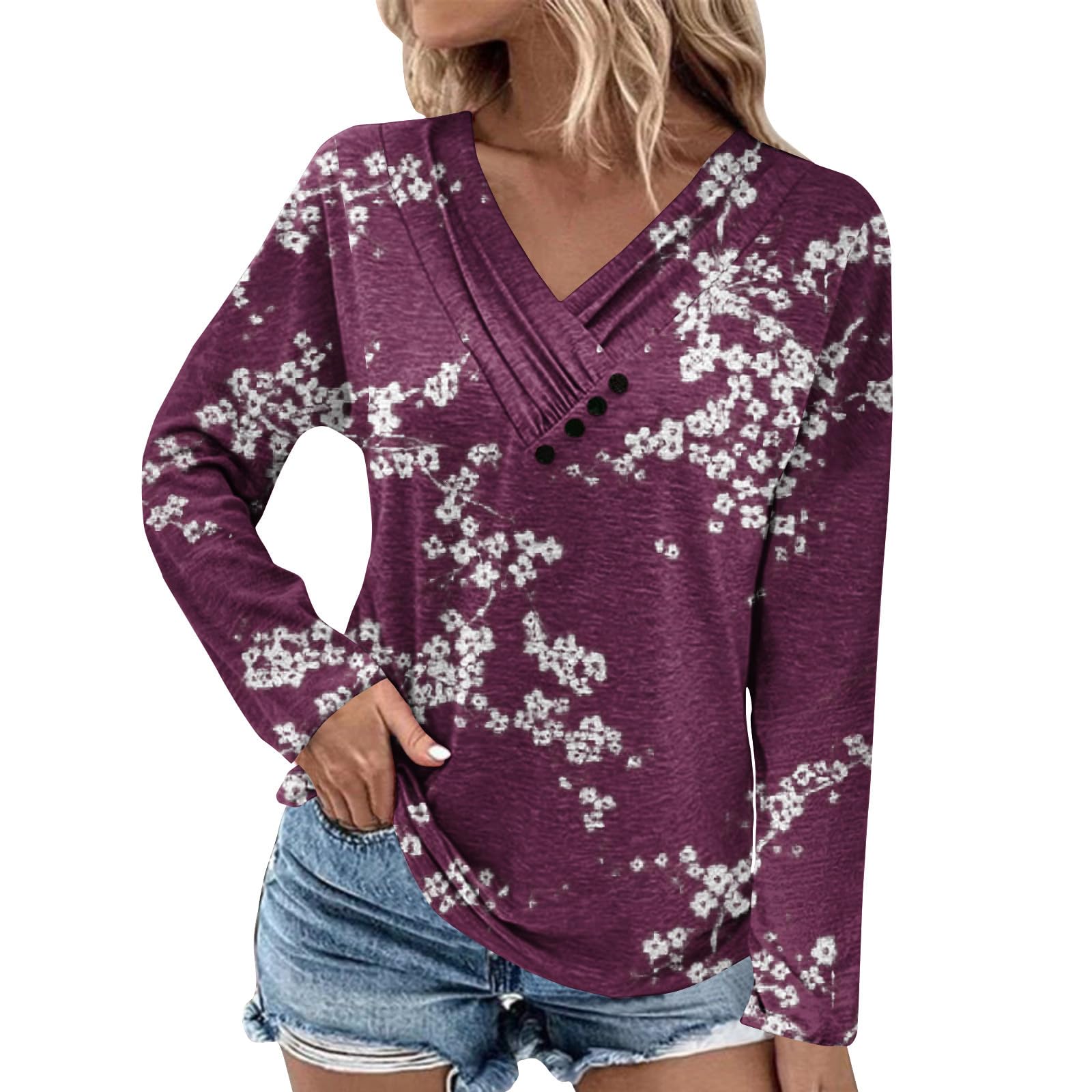 Plus Size Crop Tops for Women - Scoop Neck Loose Fit Long Sleeve Tunic T-Shirts | Casual & Dressy Women's Tops for Everyday Wear, Date Night & Office Outfits