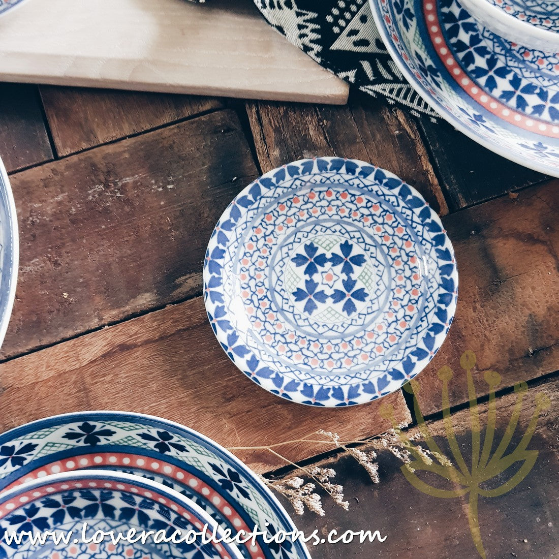 Awasaka Japan Blue Four Leaves Tea & Dinnerware Set - Premium Japanese Ceramic Tableware for Tea & Dining - Perfect for Home, Restaurants & Gifts