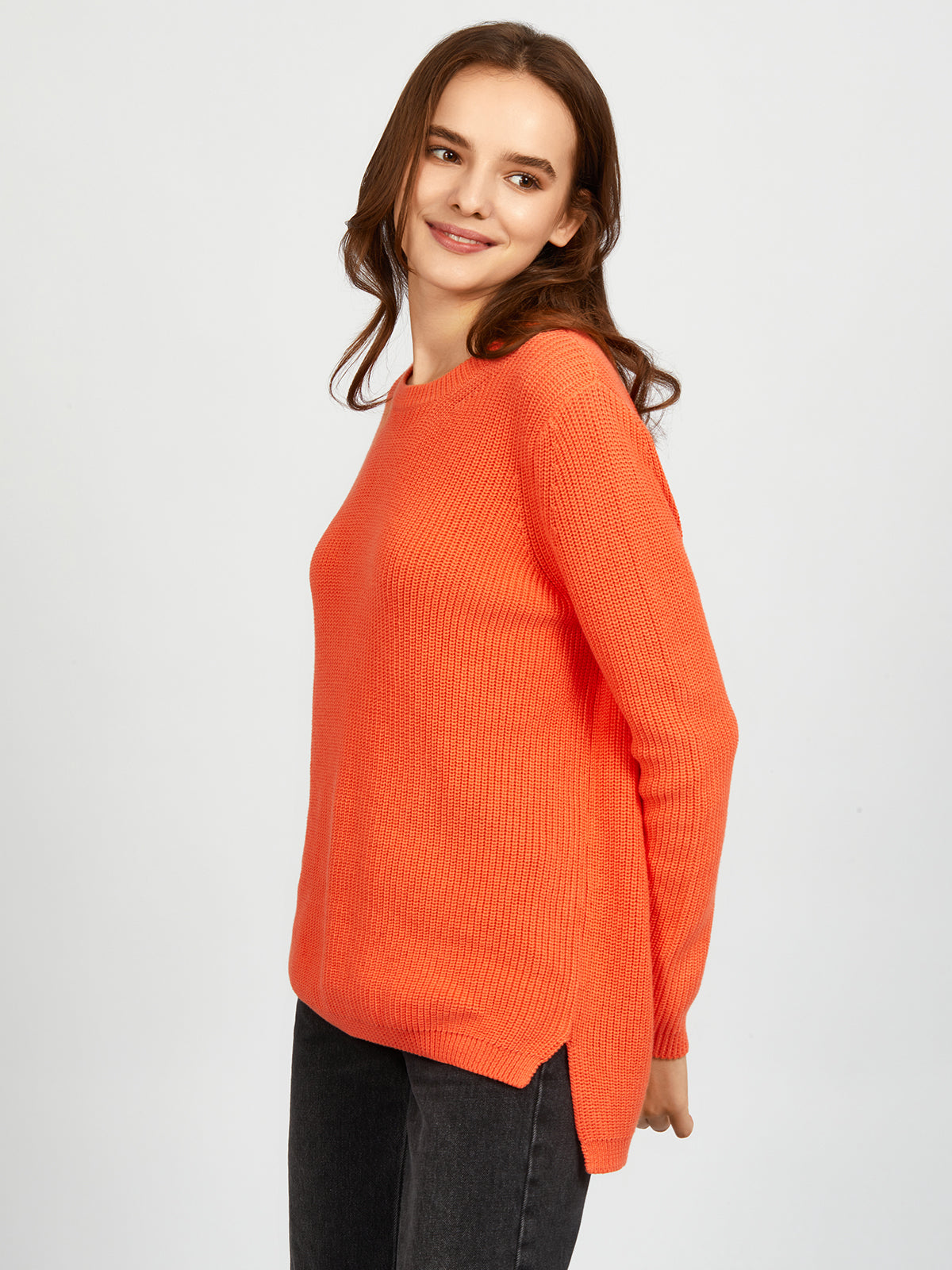 Emma Women's Crewneck Shaker Stitch Cotton Sweater - Soft & Cozy Knit Pullover for Casual Wear, Office, and Fall Outfits