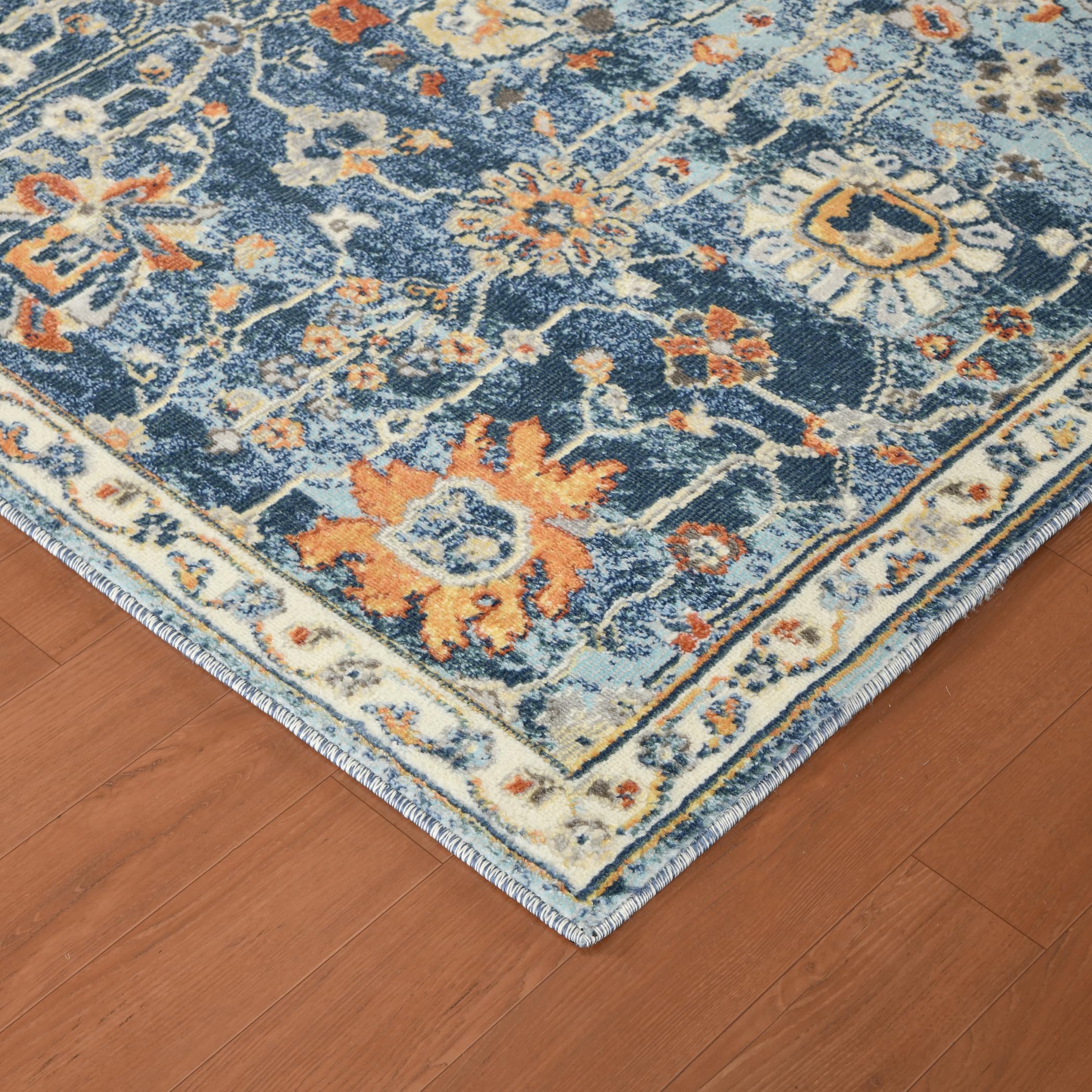 AMER Rugs Bohemian Hialeah Collection 5x7 Indoor/Outdoor Area Rug - Navy Blue Bohemian Rug for Living Room, Bedroom, Dining & Kitchen - Perfect for Home Decor, Patio & High Traffic Areas
