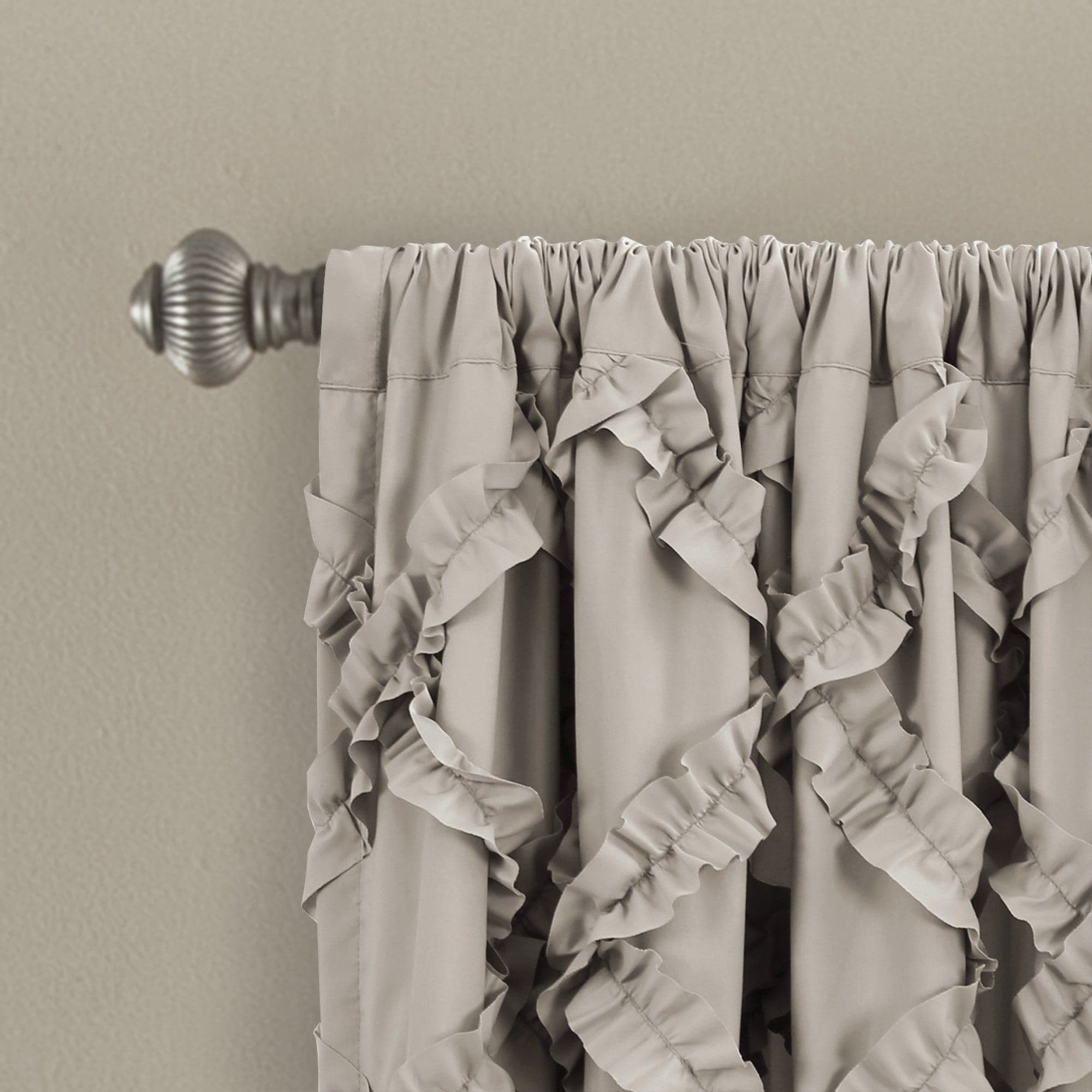 Elegant Ruffle Diamond Window Curtain Set - Blackout Sheer Panels for Living Room & Bedroom - Home Decor for French Doors, Bay Windows & Nursery (Set of 2)