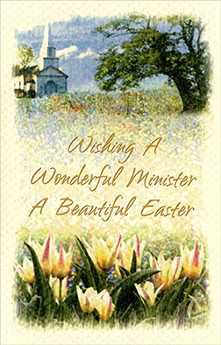 Easter Greeting Card with Church and Tulips Design - Perfect for Ministers, Pastors & Religious Celebrations