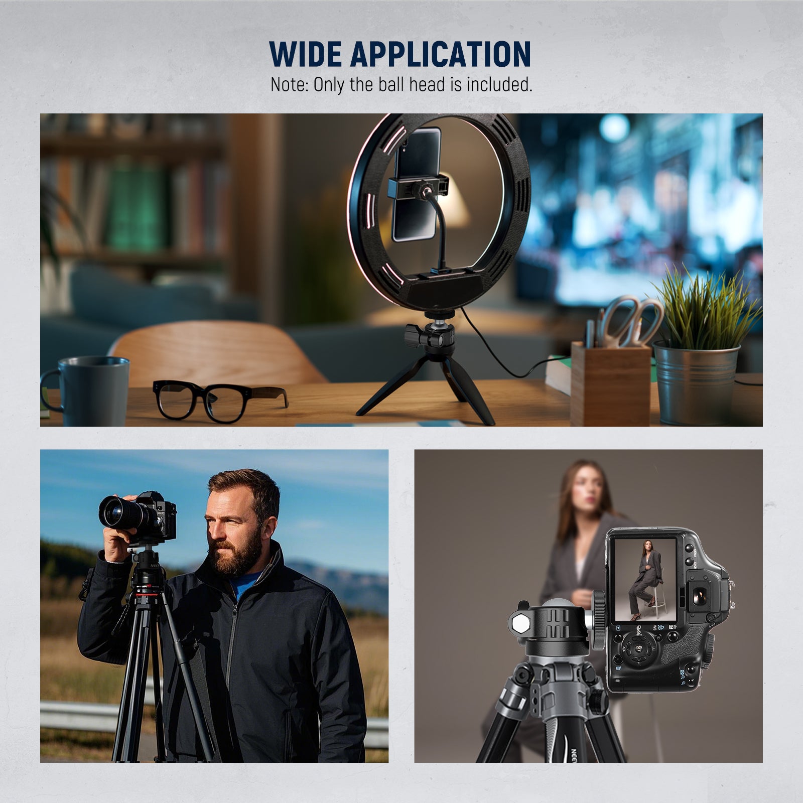 NEEWER GM01 Mini Tripod Ball Head Mount Adapter - Compact & Lightweight for DSLR Cameras, Smartphones, Action Cameras - Perfect for Travel, Vlogging & Outdoor Photography