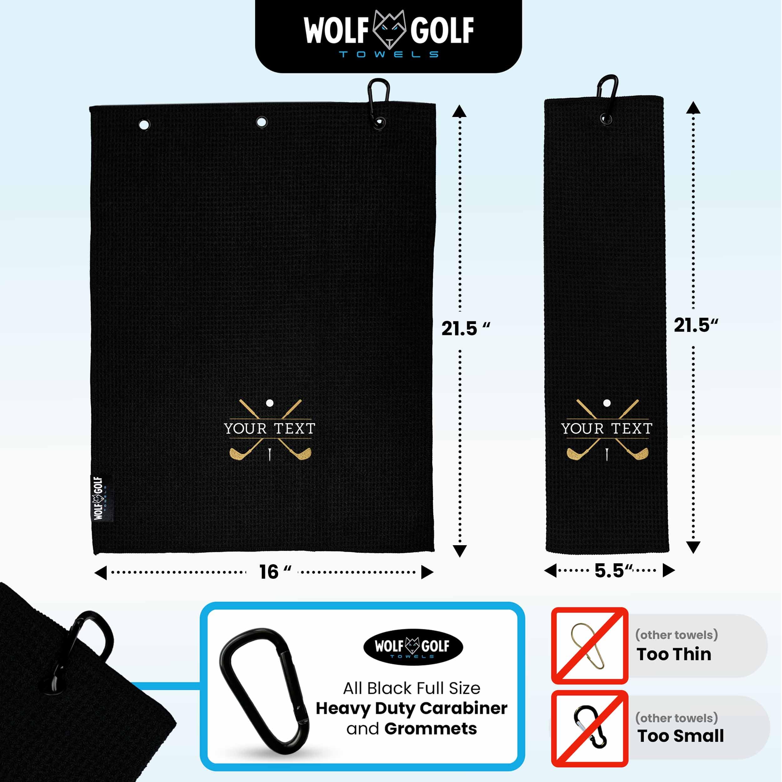 Custom Personalized Golf Towel for Golf Bags - Monogrammed Golf Gift for Men & Women | Perfect for Golf Courses, Driving Ranges & Sports Events