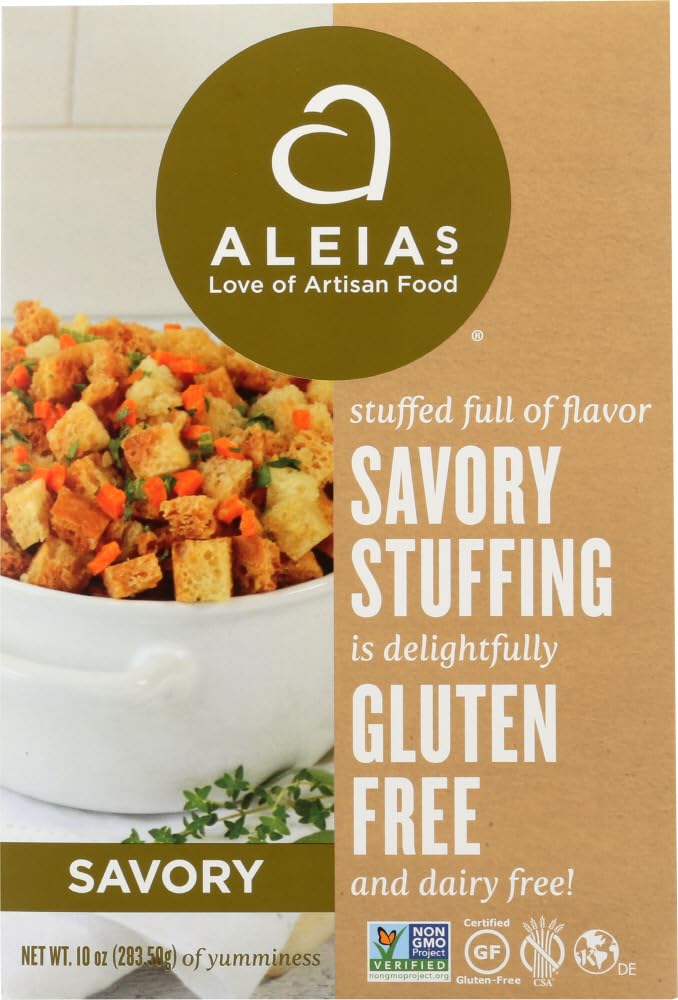 Aleia's Gluten Free Savory Stuffing Mix - 5 Pack | Delicious Holiday Side Dish for Thanksgiving & Christmas Dinner
