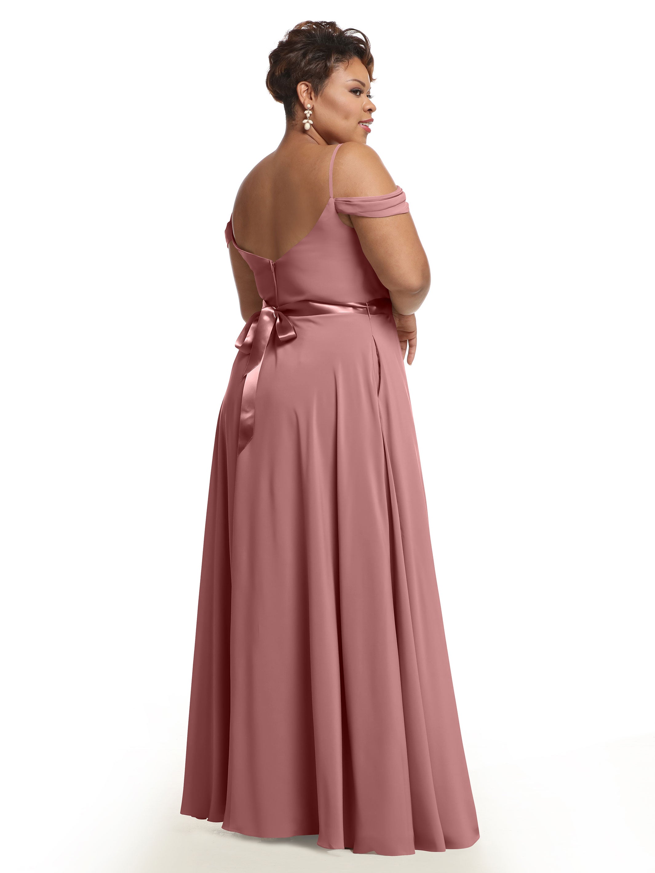 Elegant Off Shoulder Chiffon Bridesmaid Dress with Sash - Flowy A-Line Design for Weddings, Parties & Special Occasions