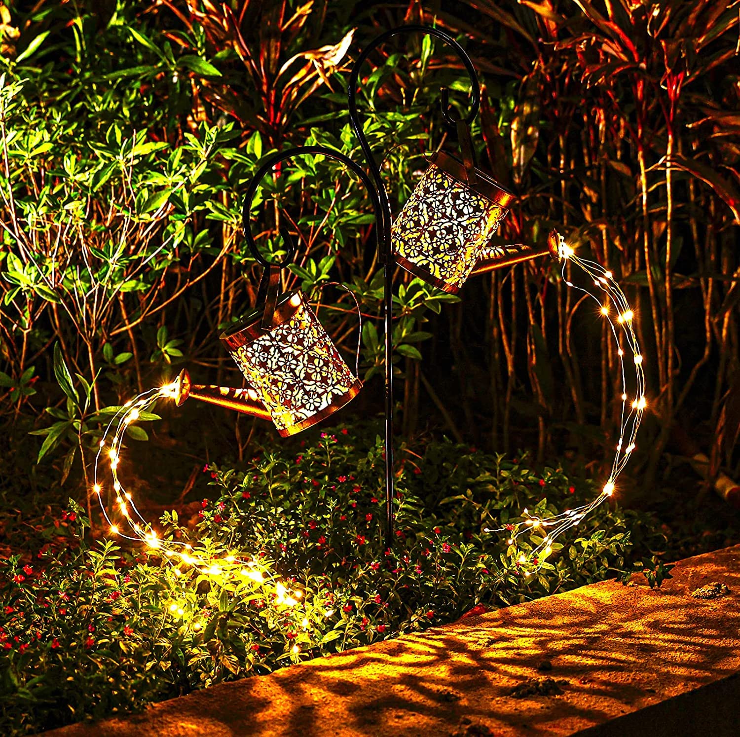 Solar Watering Can Lights, 2 Pack Outdoor Solar Lanterns - Waterproof Metal Garden Decor with 8 Lighting Modes for Patio, Yard, Pathway, Flower Beds - Perfect for Outdoor Parties, Romantic Evenings & Gardening Gifts
