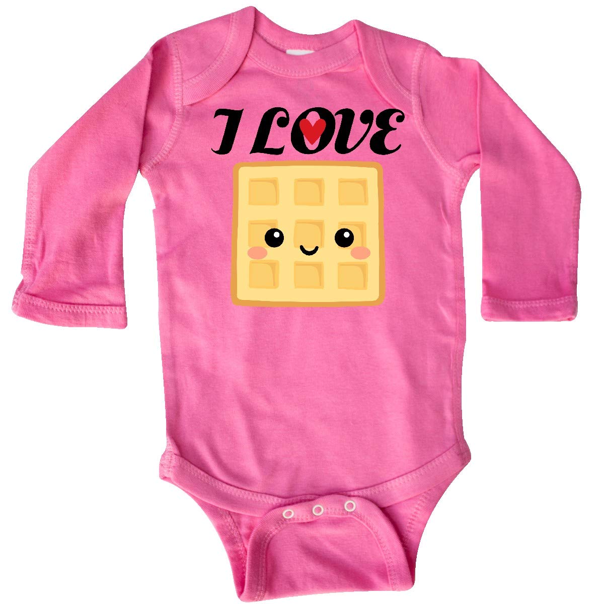 Inktastic Waffle Lover I Love Waffles Long Sleeve Baby Bodysuit - Soft Cotton Onesie for Newborns & Infants - Perfect for Breakfast, Family Photos & Cute Outfits