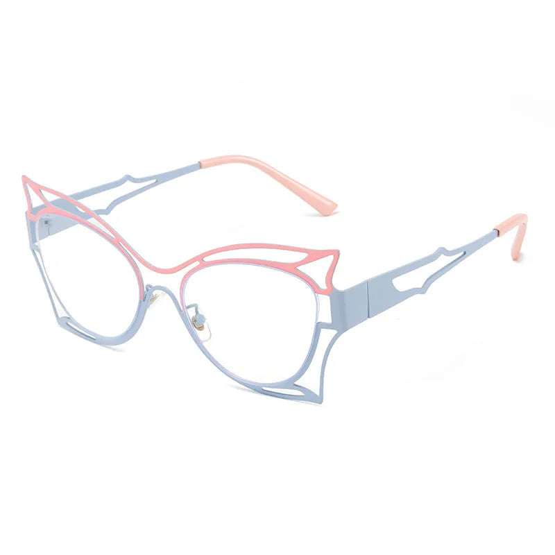 CCspace Women's Full Rim Oval Butterfly Alloy Eyeglasses - Lightweight Metal Frame Glasses for Women, Fashionable Oval Shape Eyewear with Butterfly Design, Perfect for Reading, Working & Daily Use