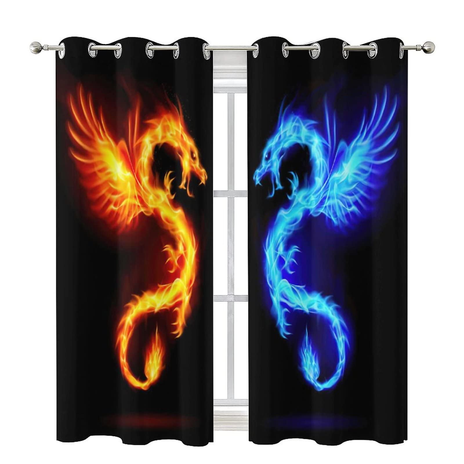 Fantasy Dragon Blackout Curtains - Thermal Insulated & Noise Reducing for Bedroom - Gaming & Dorm Decor
