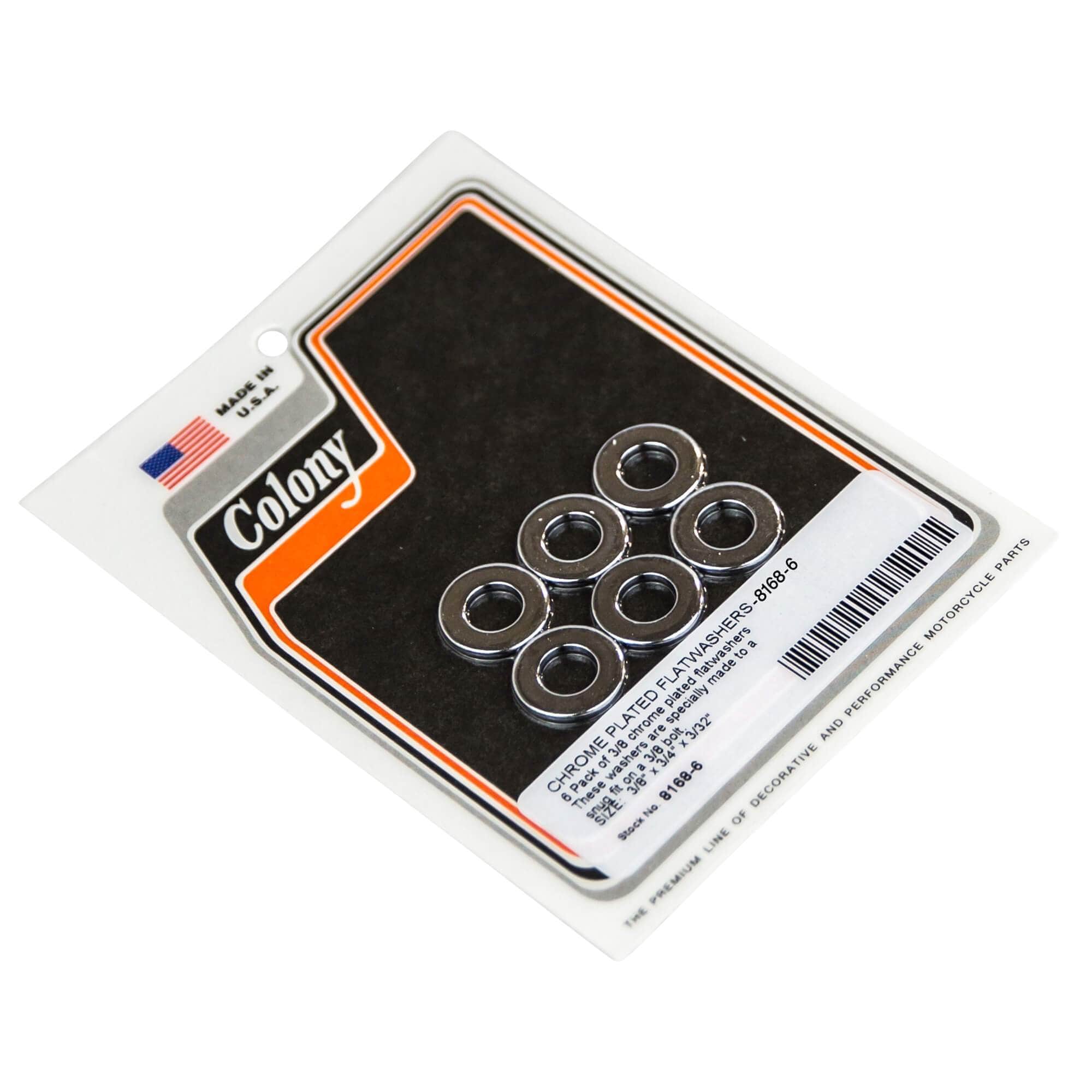 6 Pack of #8168 6 3/8 Inch Chrome Plated Flat Washers - Heavy Duty Metal Fasteners for Plumbing, Automotive & DIY Projects