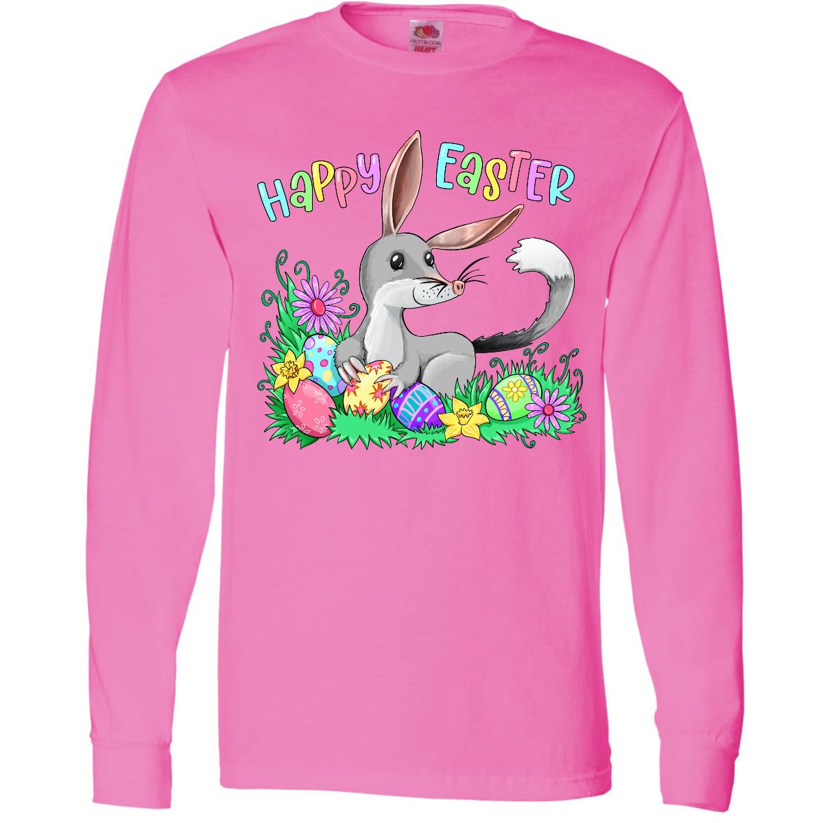 Inktastic Happy Easter Cute Easter Bilby Adult Long Sleeve T-Shirt | Funny Easter Bunny Graphic Tee for Men & Women | Holiday Party & Family Gathering Outfit
