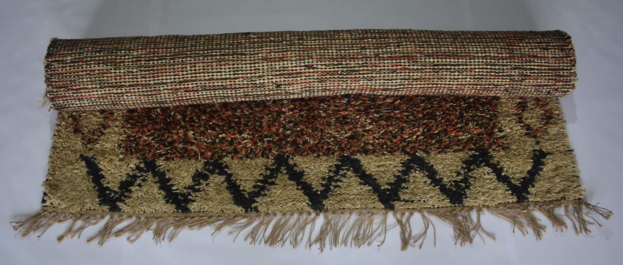 Hand Knotted Jute Shaggy Traditional Area Rug 4x6 Feet - Soft Bohemian Floor Carpet for Living Room, Bedroom, Guest Room & Patio - Eco-Friendly Home Decor for Cozy Spaces