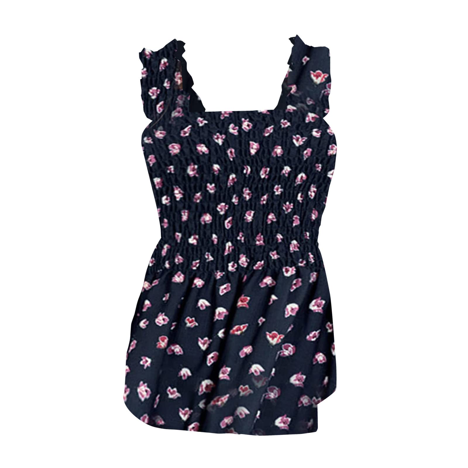 MOBCTG Women's Cropped Tank Top - Sexy Print Elastic Fold Square Neck Summer Beachwear for Casual, Party & Vacation (Sizes S-2XL) | Perfect for Beach Outings, Music Festivals & Nightlife