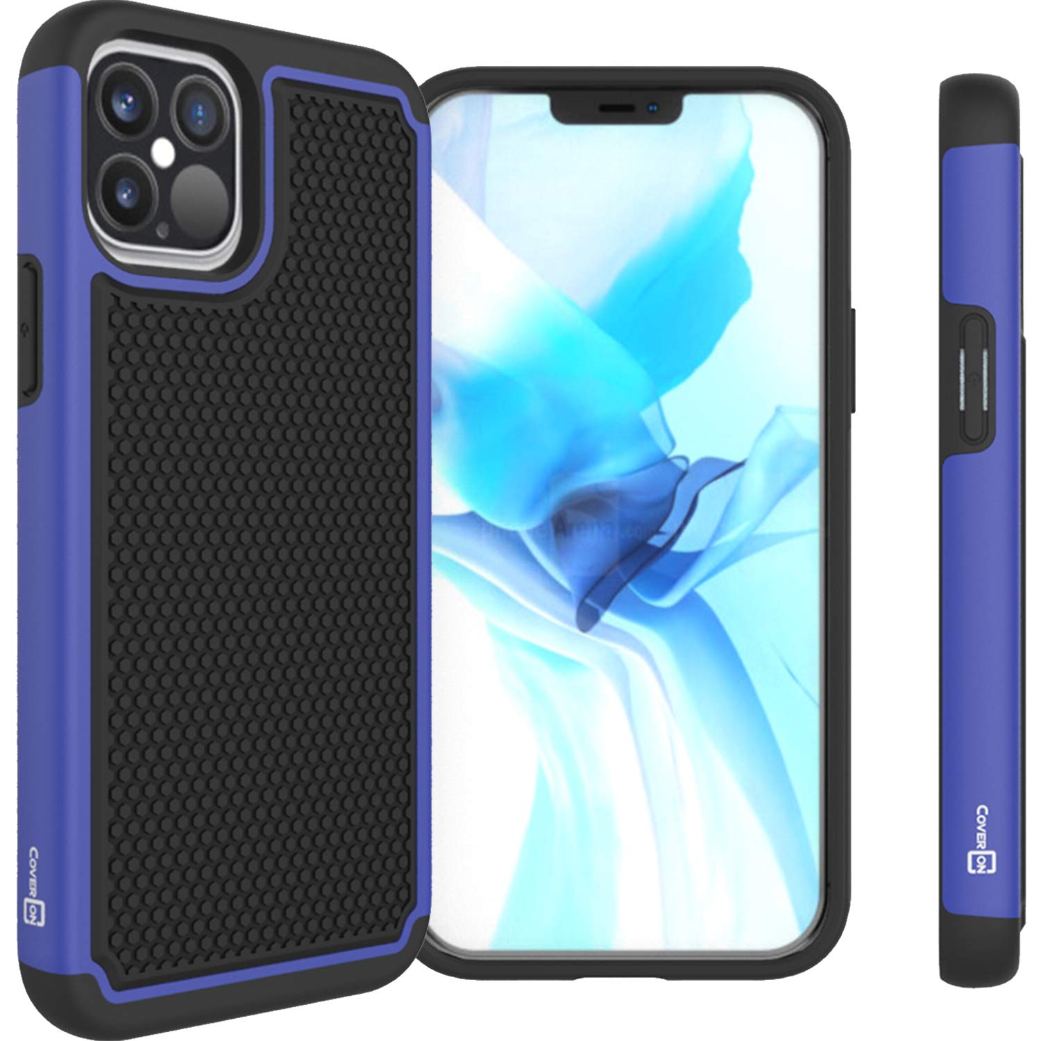 CoverON Grip Case for Apple iPhone 12 & iPhone 12 Pro (6.1 Inch) - Shockproof Dual Layer Protective Phone Cover in Blue | Perfect for Outdoor Activities, Sports & Daily Use