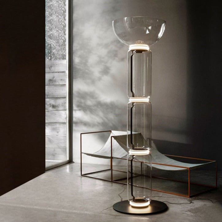 Modern LED Glass Floor Lamp for Living Room - Adjustable Brightness, Energy Efficient Ambient Lighting for Home Decor, Bedroom, or Office